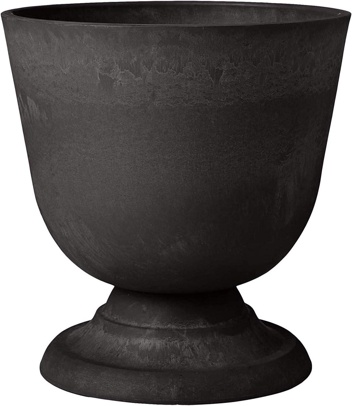 Black Recycled Plastic and Stone Medium Urn Planter