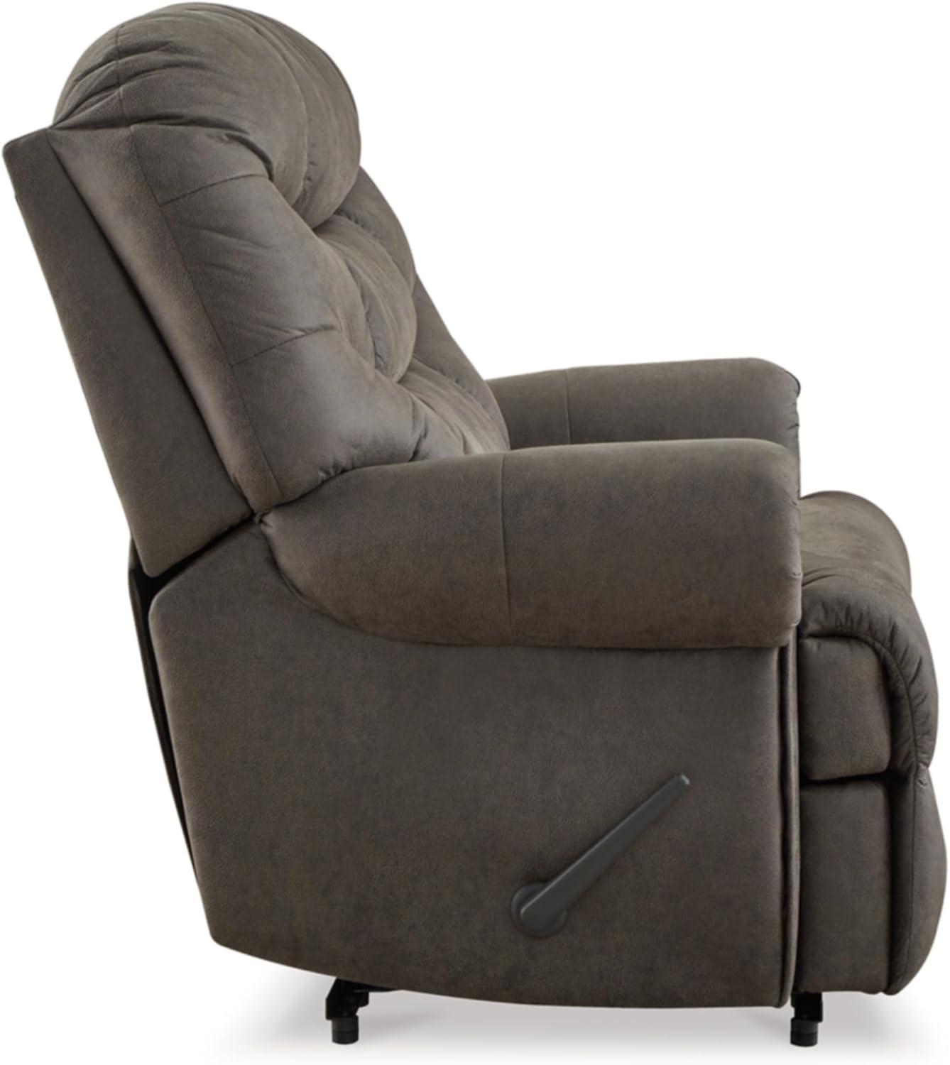 Brown Faux Leather Traditional Recliner with Manufactured Wood Frame