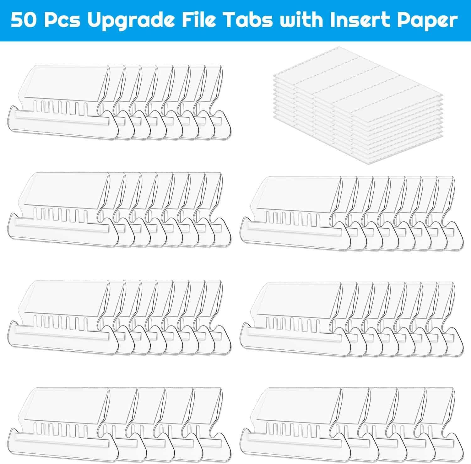 File Folder Tabs, Paxcoo 50 Sets Hanging File Folder Labels Tabs and Inserts for Hanging Folders