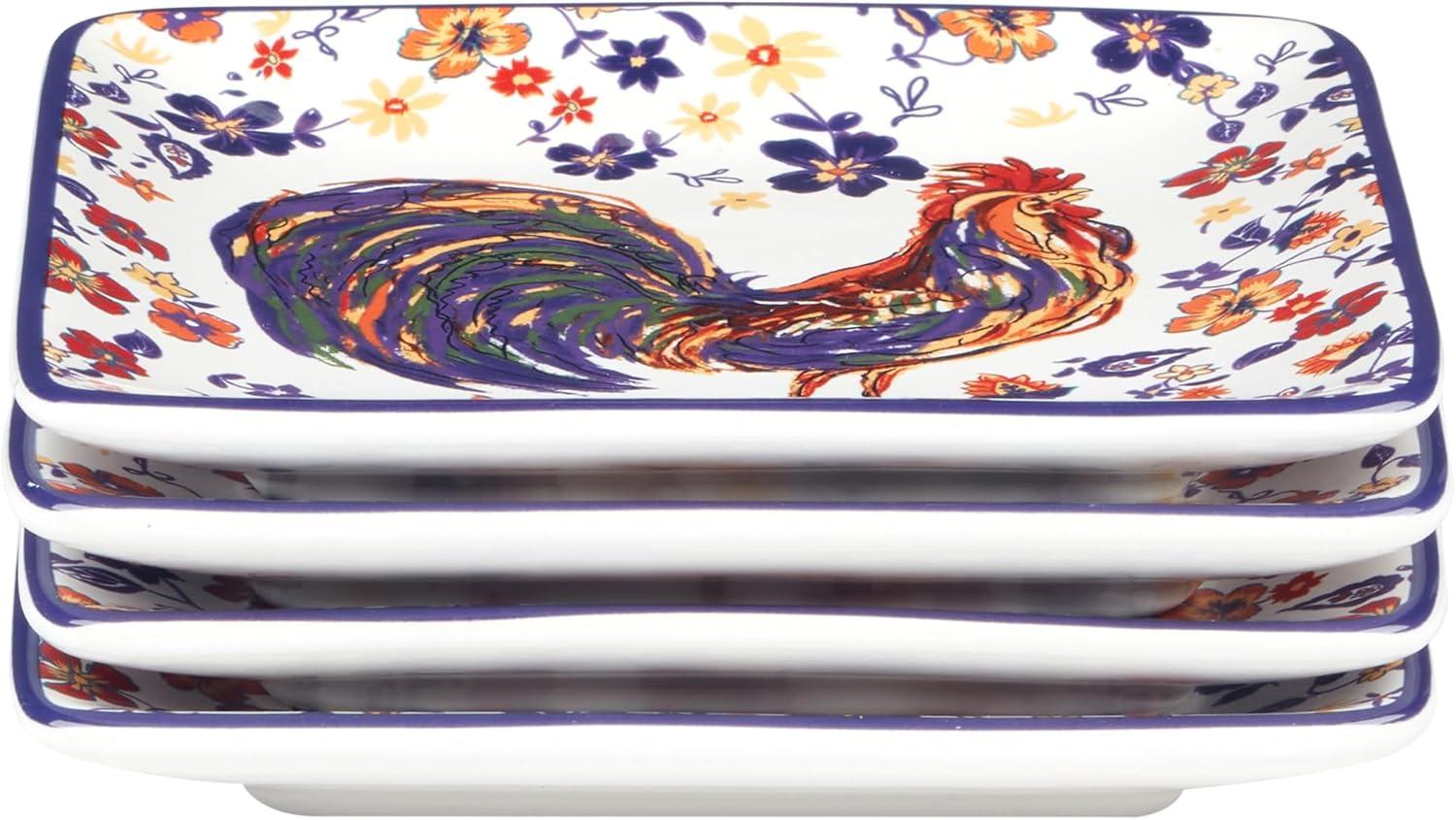 Morning Rooster Set of 4 Canape Plates