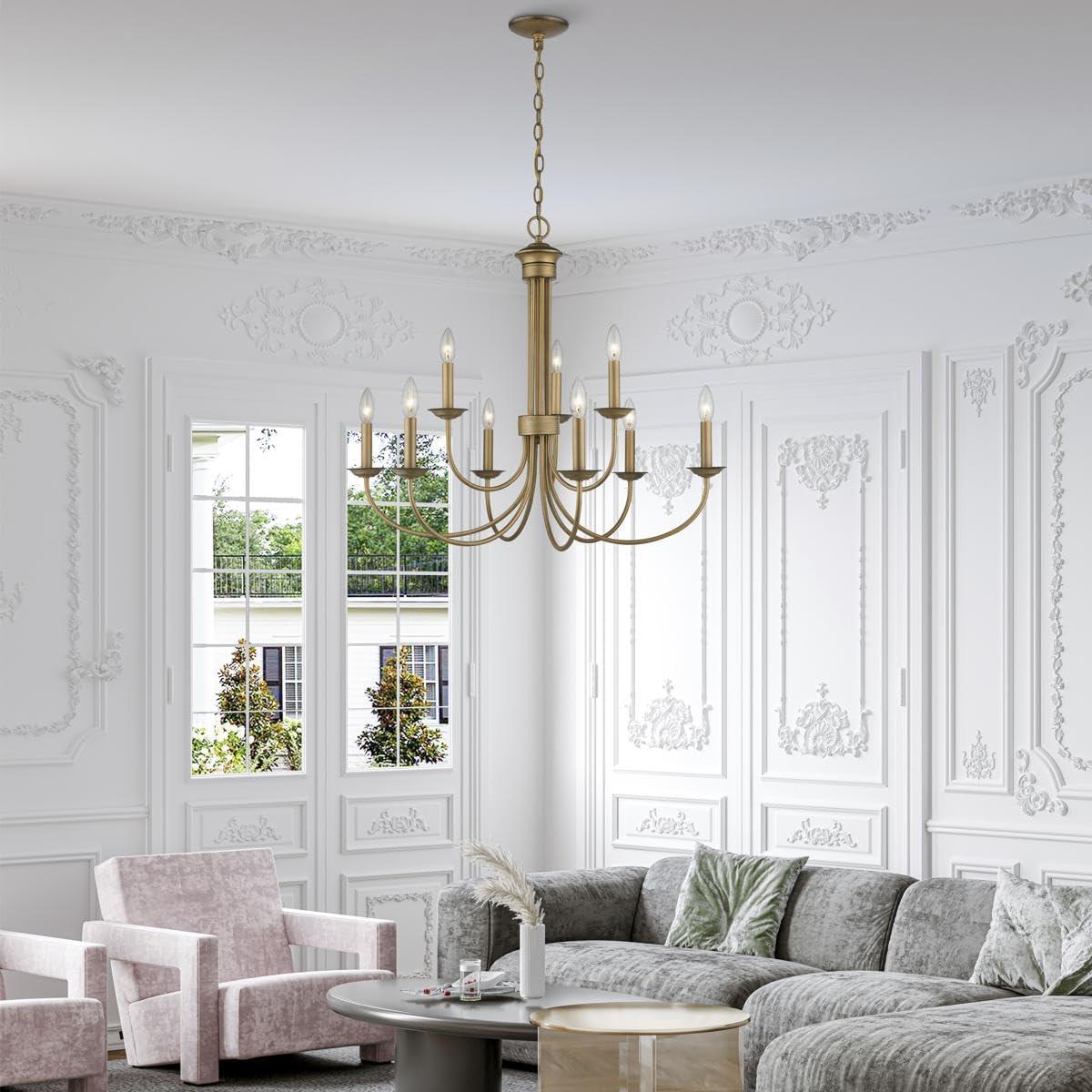Livex Lighting Estate 9 - Light Chandelier in  Antique Gold Leaf