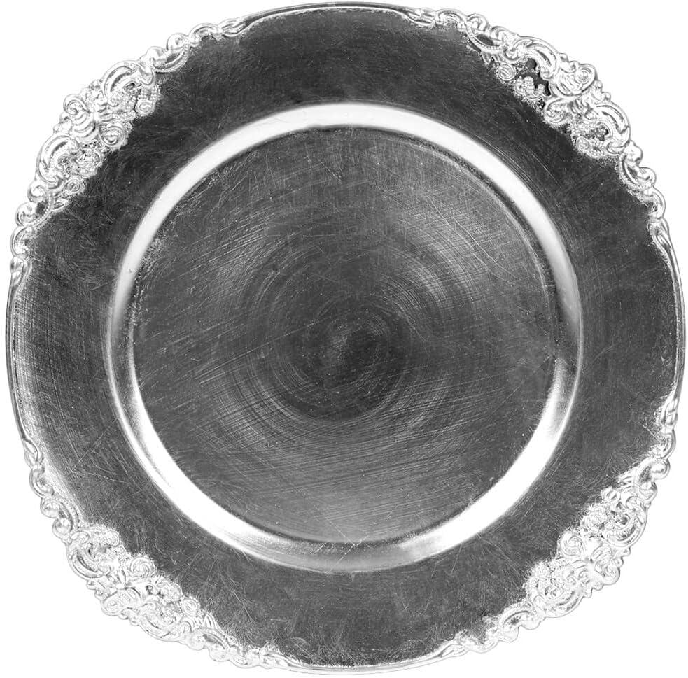 DIY Wedding Koyal Wholesale Vintage Charger Plate, White (Pack of 4)