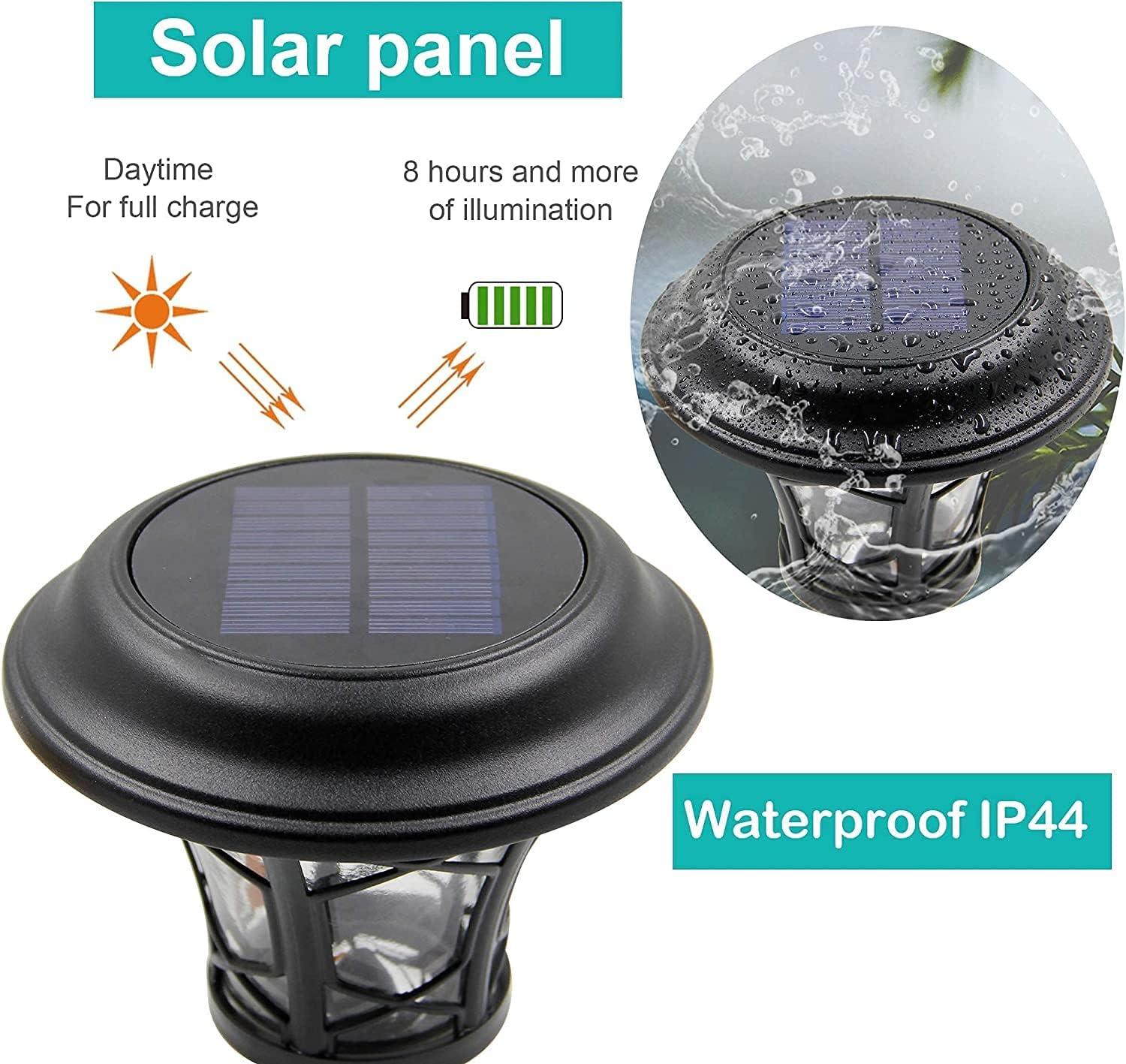 Maggift 8-Pack Black Stainless Steel Solar Pathway Lights