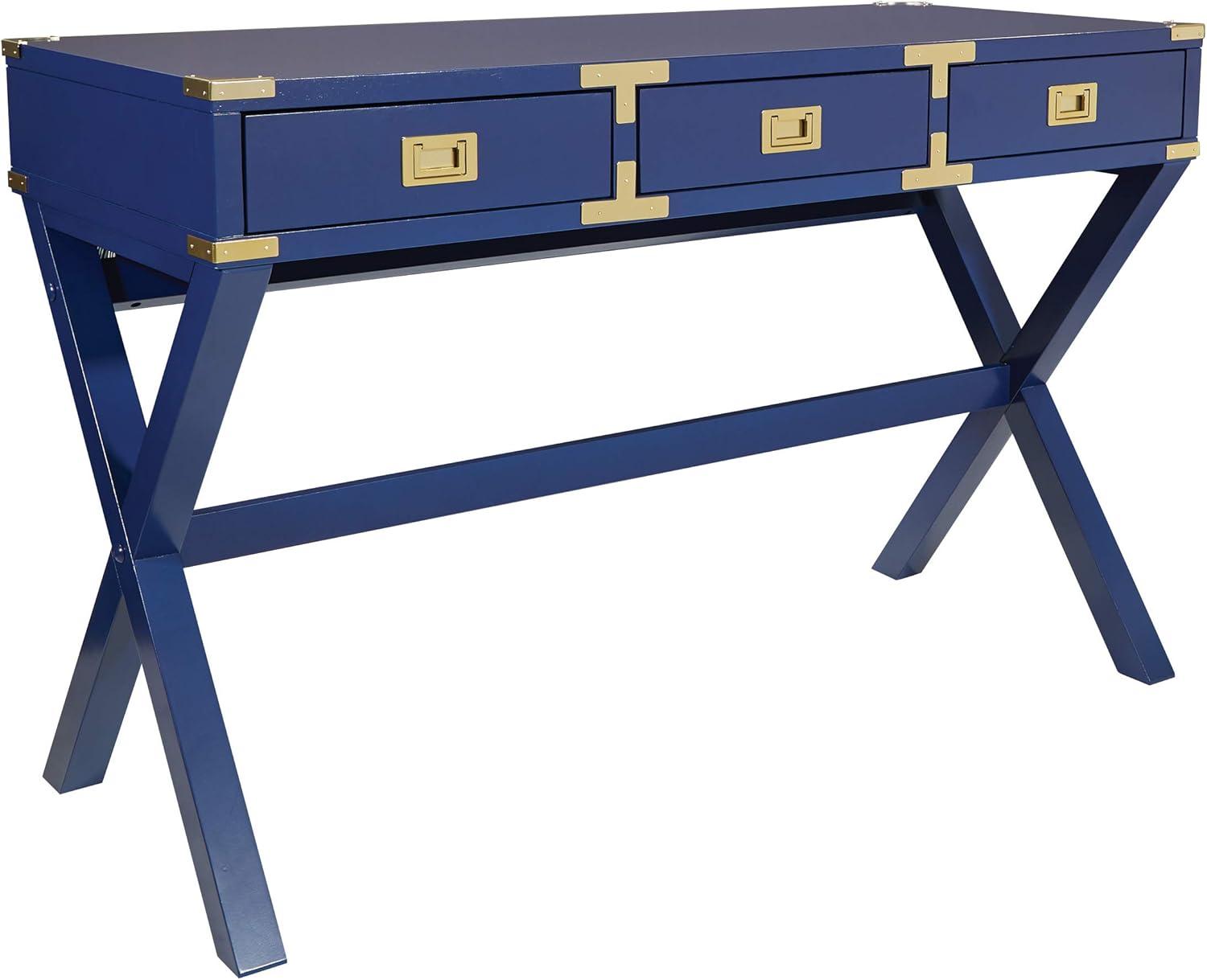 Wellington 46" Desk with Power in Lapis Blue Finish in Engineered Wood