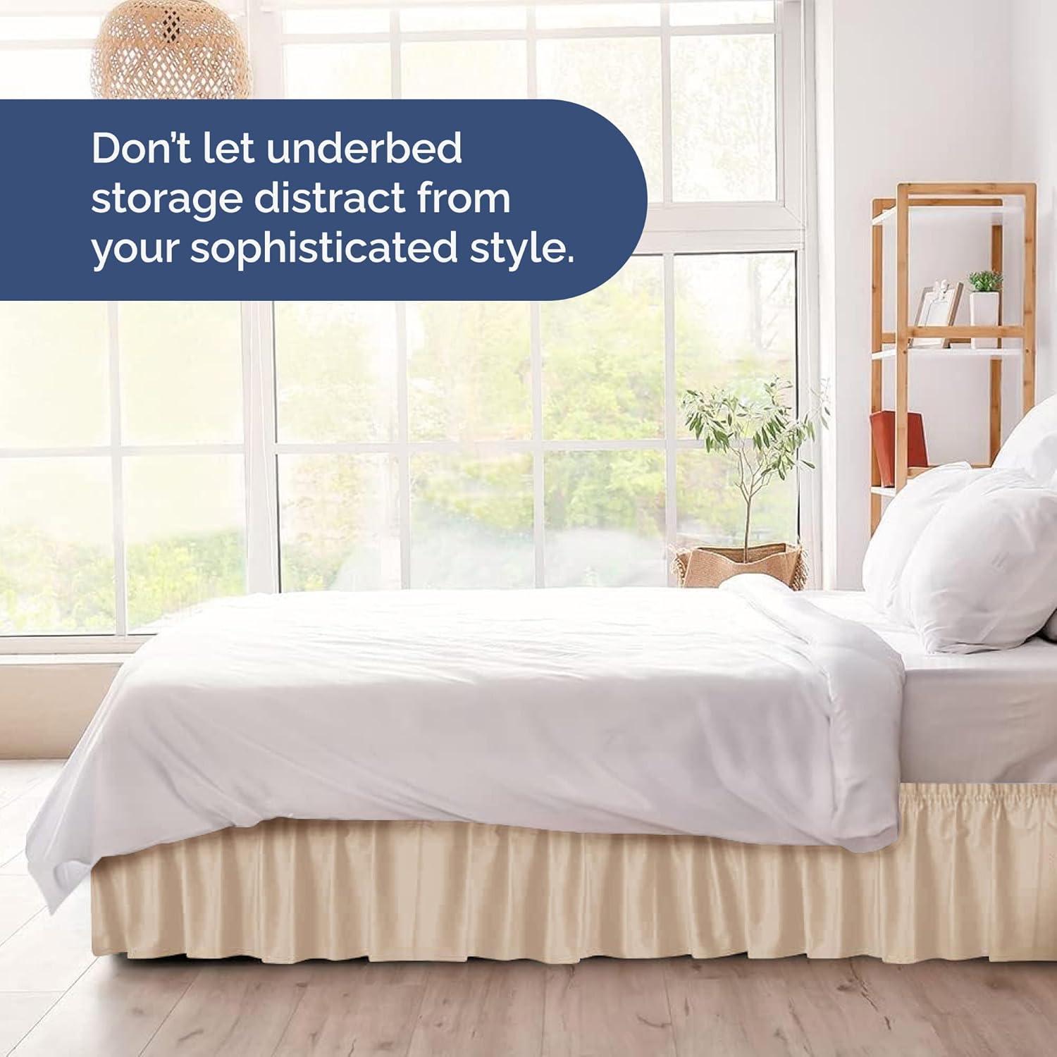 CGK Linens Ruffled Elastic Wrap Around Tailored Bed Skirt