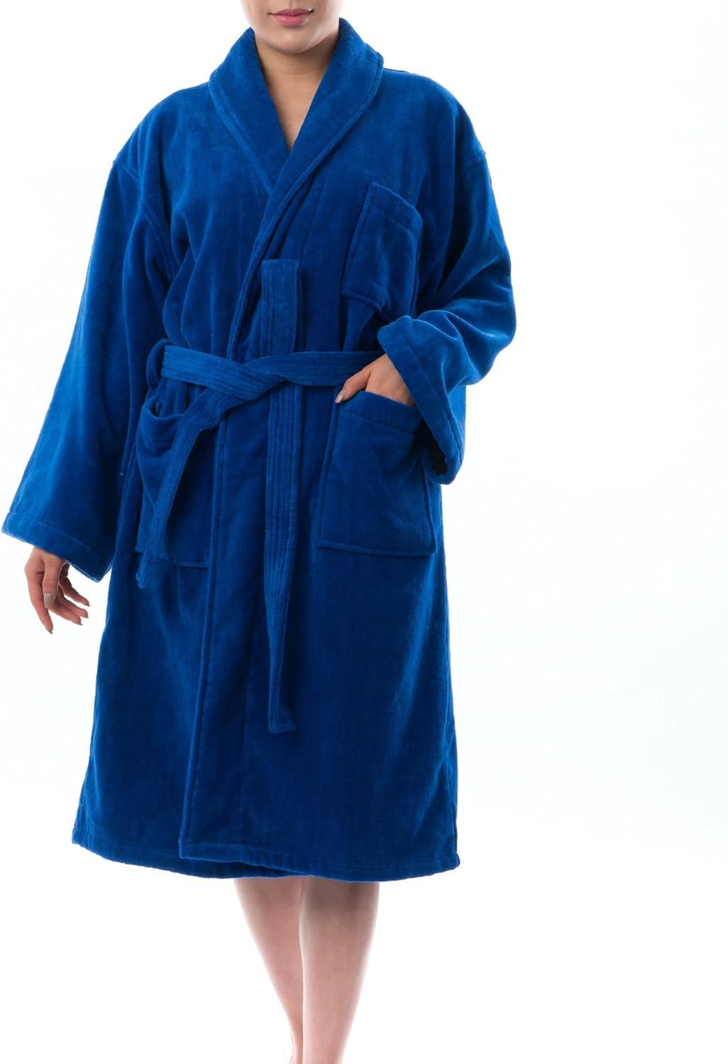 Alpine Swiss Blair Womens Cotton Terry Cloth Bathrobe Shawl Collar Velour Spa Robe BLU SM