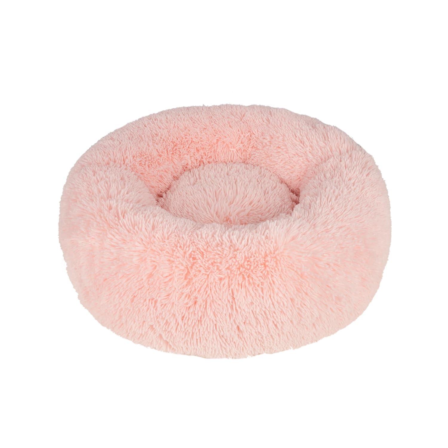 Best Pet Supplies Donut Dog Bed with Faux Fur, Anti-Anxiety Cushion, Slip-Resistant