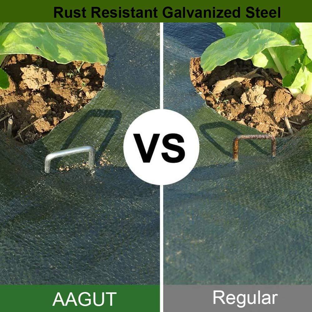 AAGUT 20PCS 12 Inch Galvanized Fence Stakes 8 Gauge Steel Sod Staples for Anchoring Tents Landscape Fabric Extra Heavy Duty