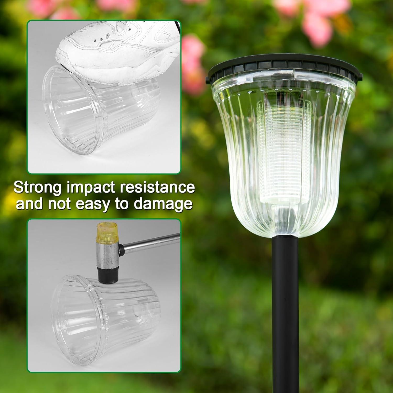 JSOT 4 Pack Solar Pathway Lights, Solar Garden Lights for Walkway, Driveway, Yard, White Light & Warm Light