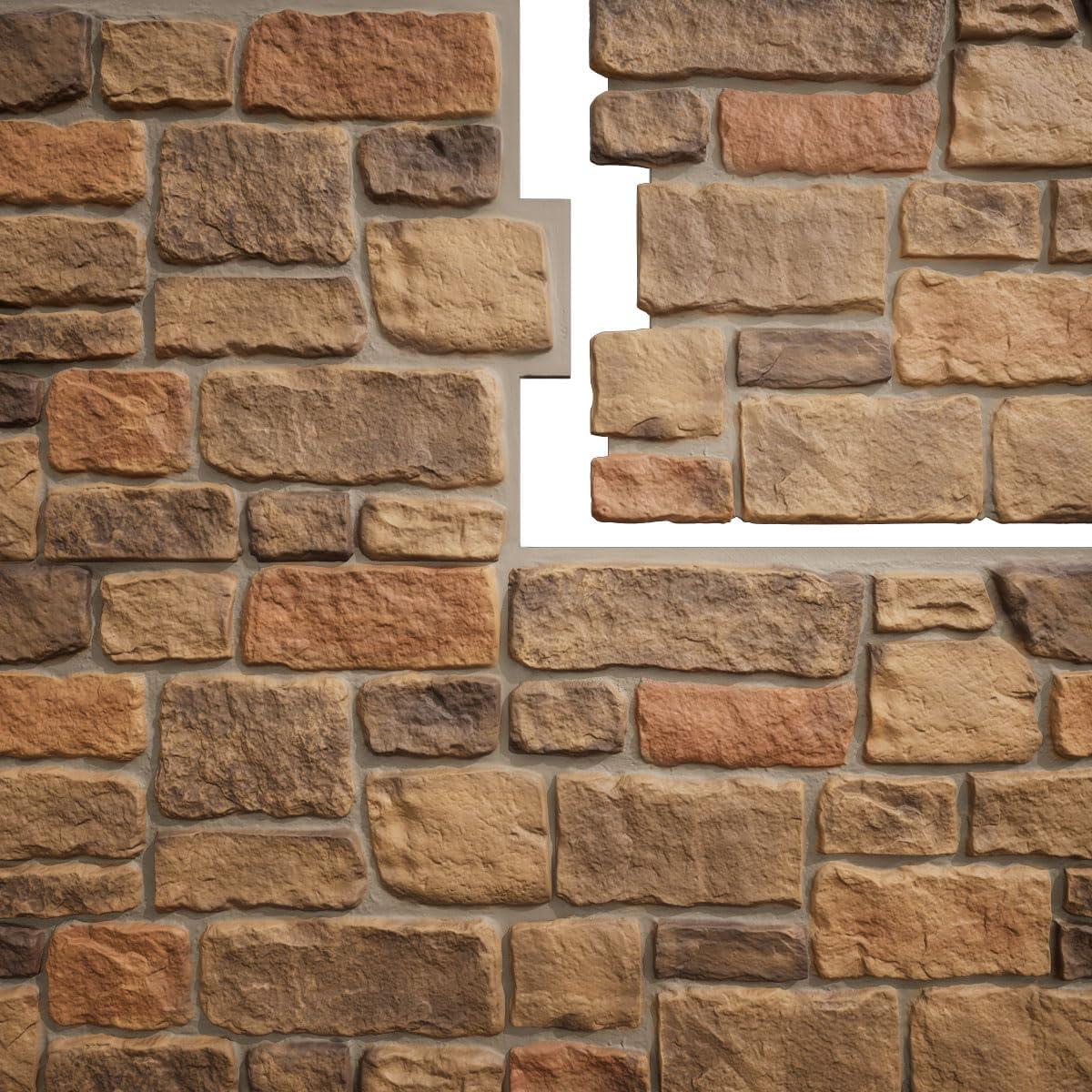 EverStone Cobblestone Faux Stone Panel, 48"W x 23 3/4"H x 1 1/8"D, Rustic Roast Color