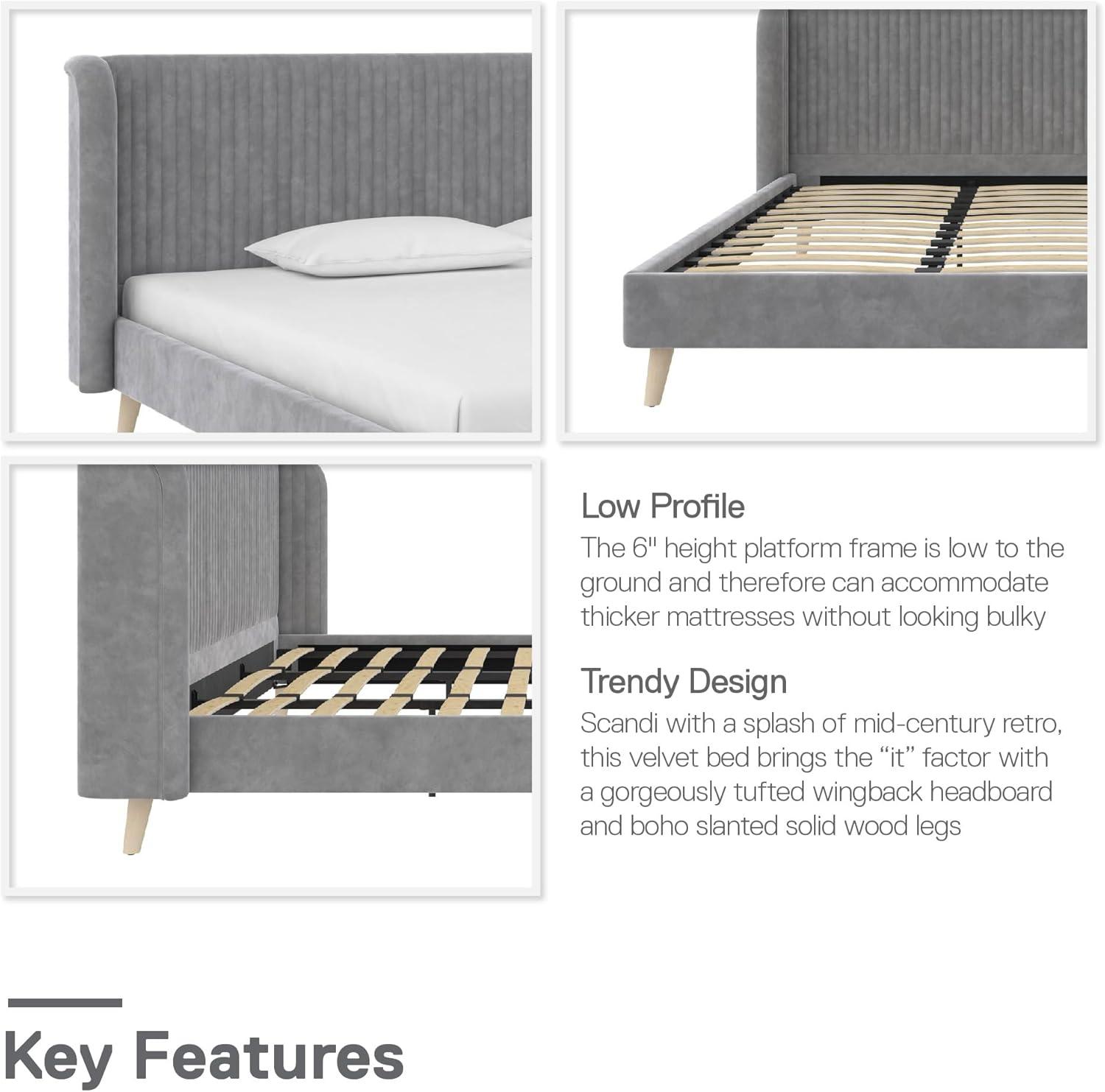 Novogratz Holly King Size Upholstered Platform Bed