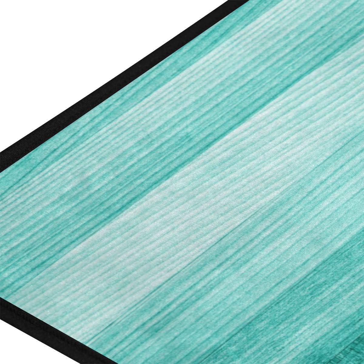 Kitchen Rugs Teal Turquoise Green Wood Design Non-Slip Soft Kitchen Mats Bath Rug Runner Doormats Carpet for Home Decor, 39" X 20"