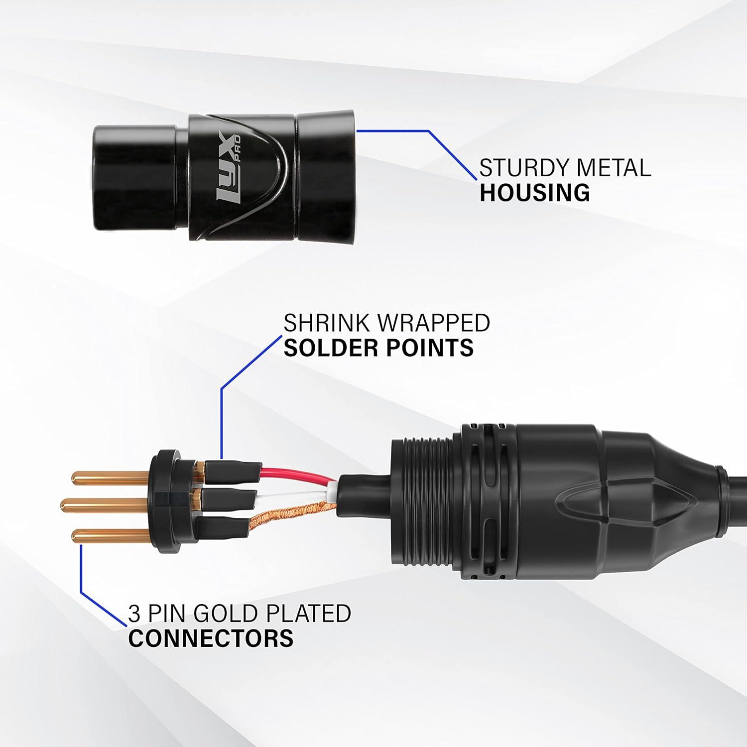 Black 1.5 Ft Right Angle XLR Male to Female Cable