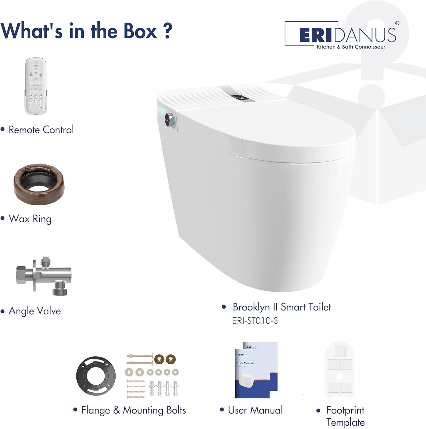 Eridanus White Vitreous China Smart Bidet Toilet with Heated Seat and Remote Control