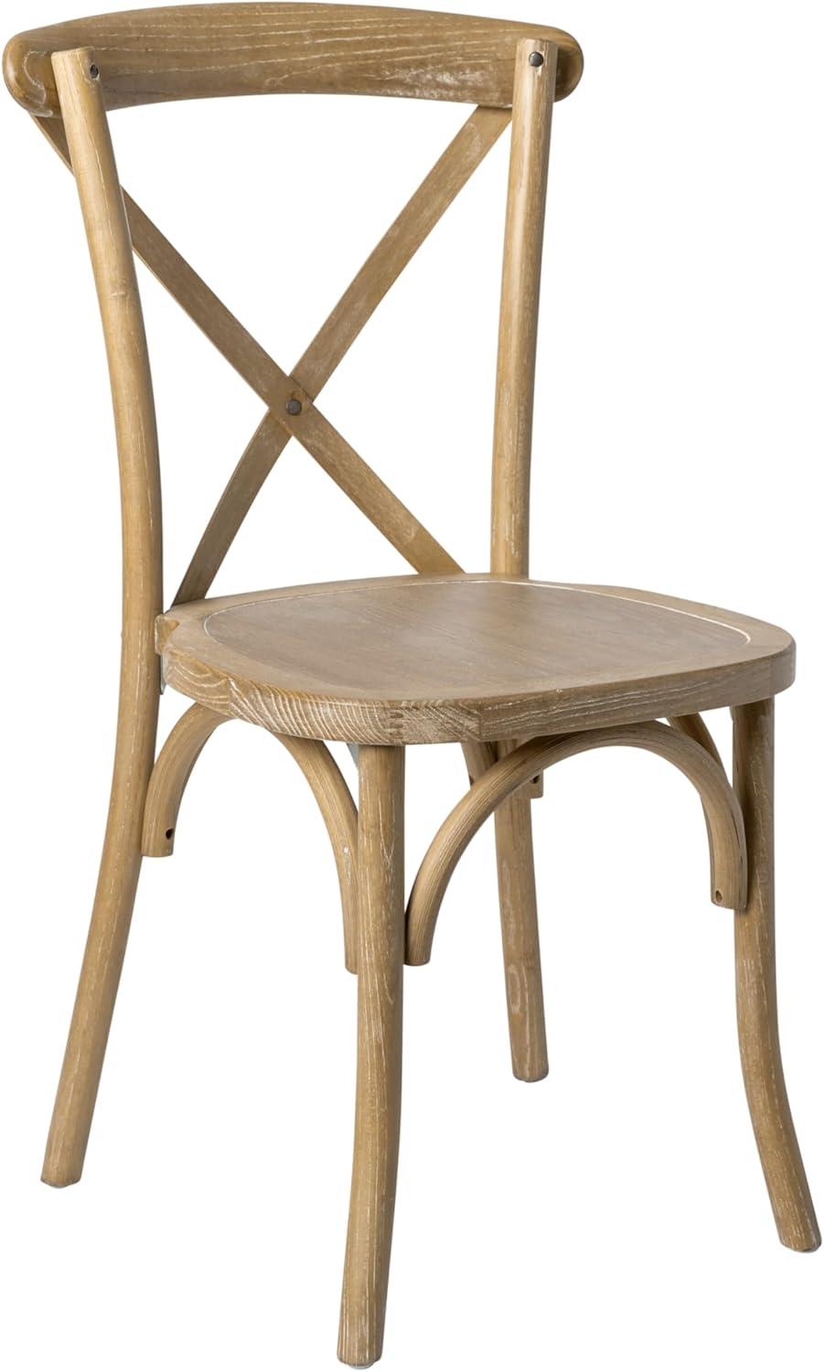 Medium Natural White Grain Cross Back Elmwood Chair Set