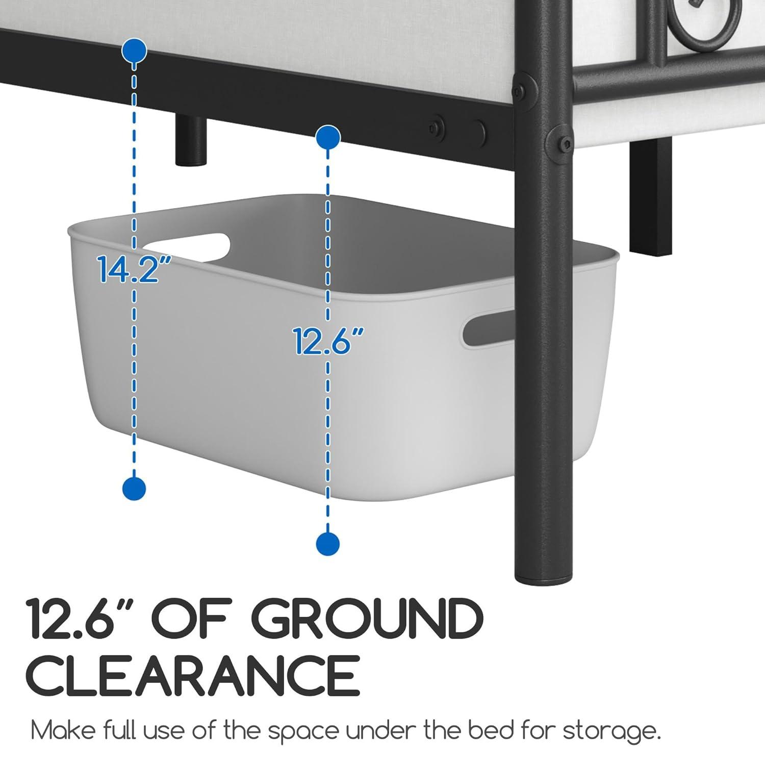 Yaheetech Twin Bed Frames Metal Platform Bed with Headboard and Footboard No Box Spring Needed Easy Assembly,Under-Bed Space: 12.6''/Black/Twin Bed