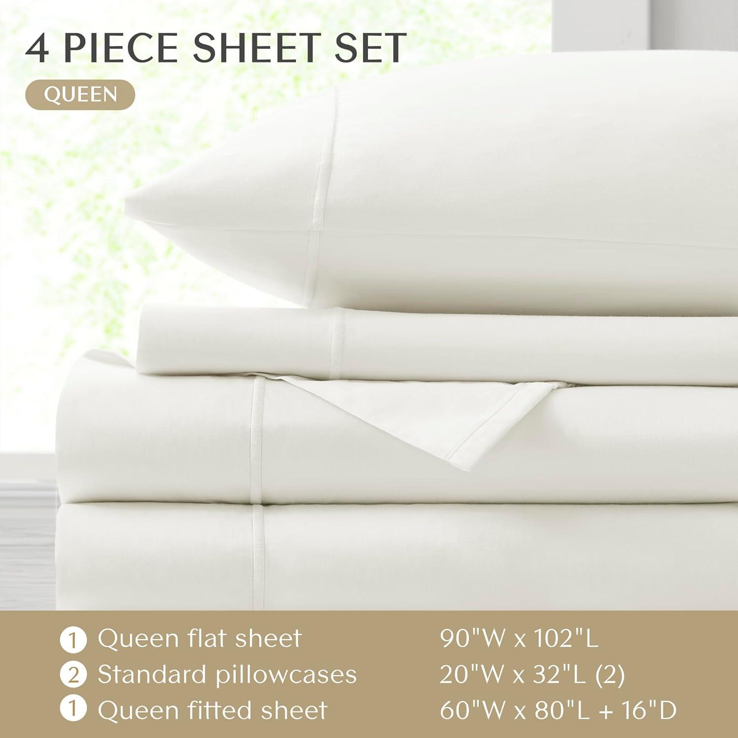 Croscill Luxury Egyptian 500TC Cotton Sheet Set in White Queen