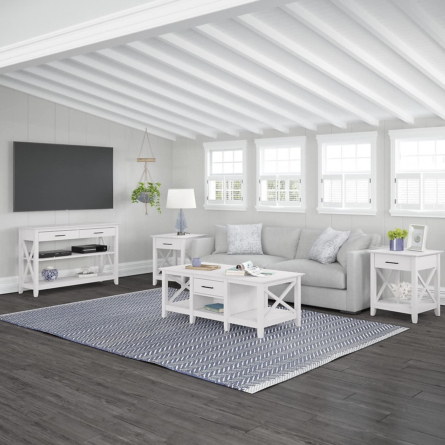 Bush Furniture Key West Console Table, Pure White Oak