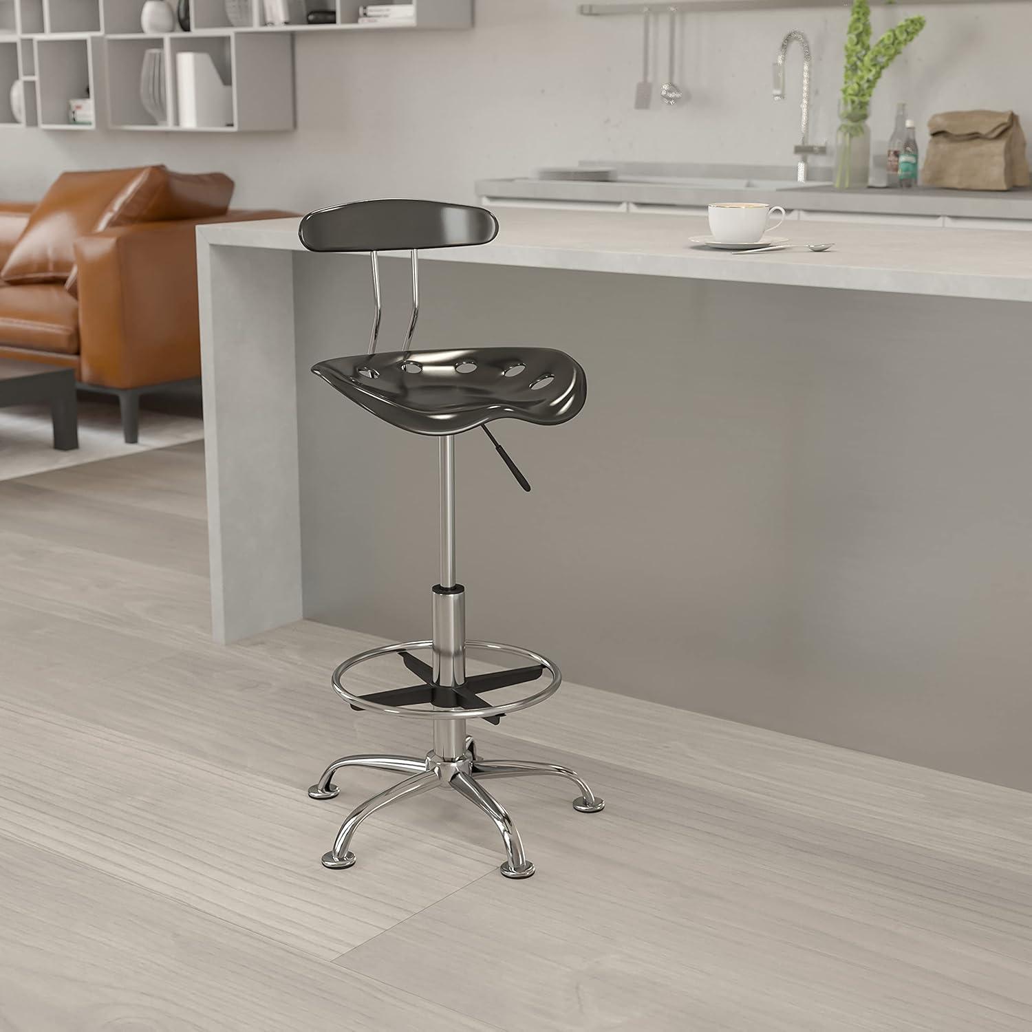 Flash Furniture Monroe Vibrant Chrome Drafting Stool with Tractor Seat