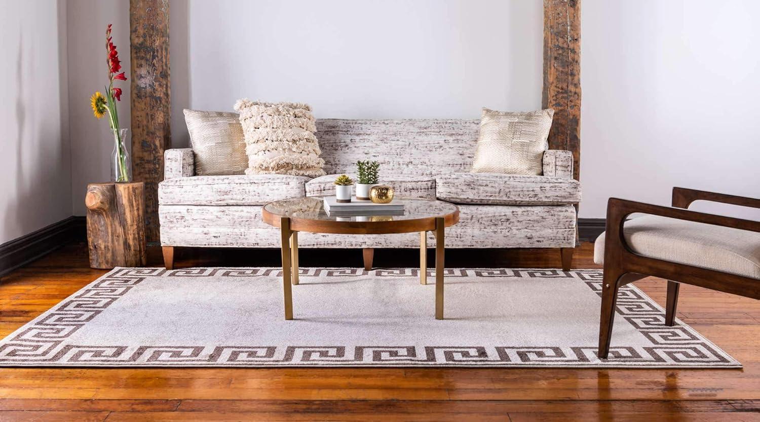 Unique Loom Athens Collection Area Rug - Modern (7' 1" x 10' Rectangle Gray/Beige)