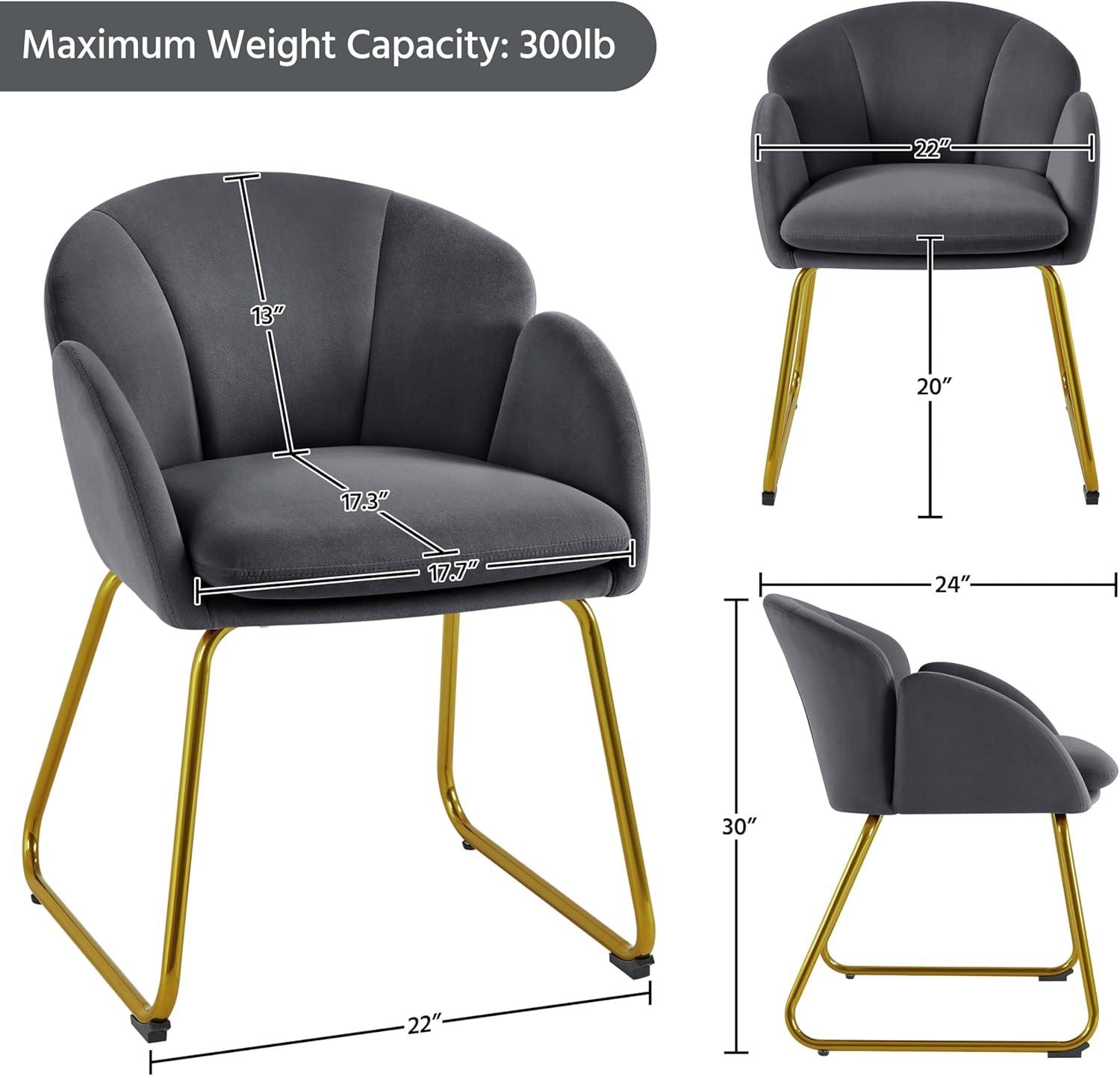 Dark Grey Velvet Accent Chair with Gold Metal Legs