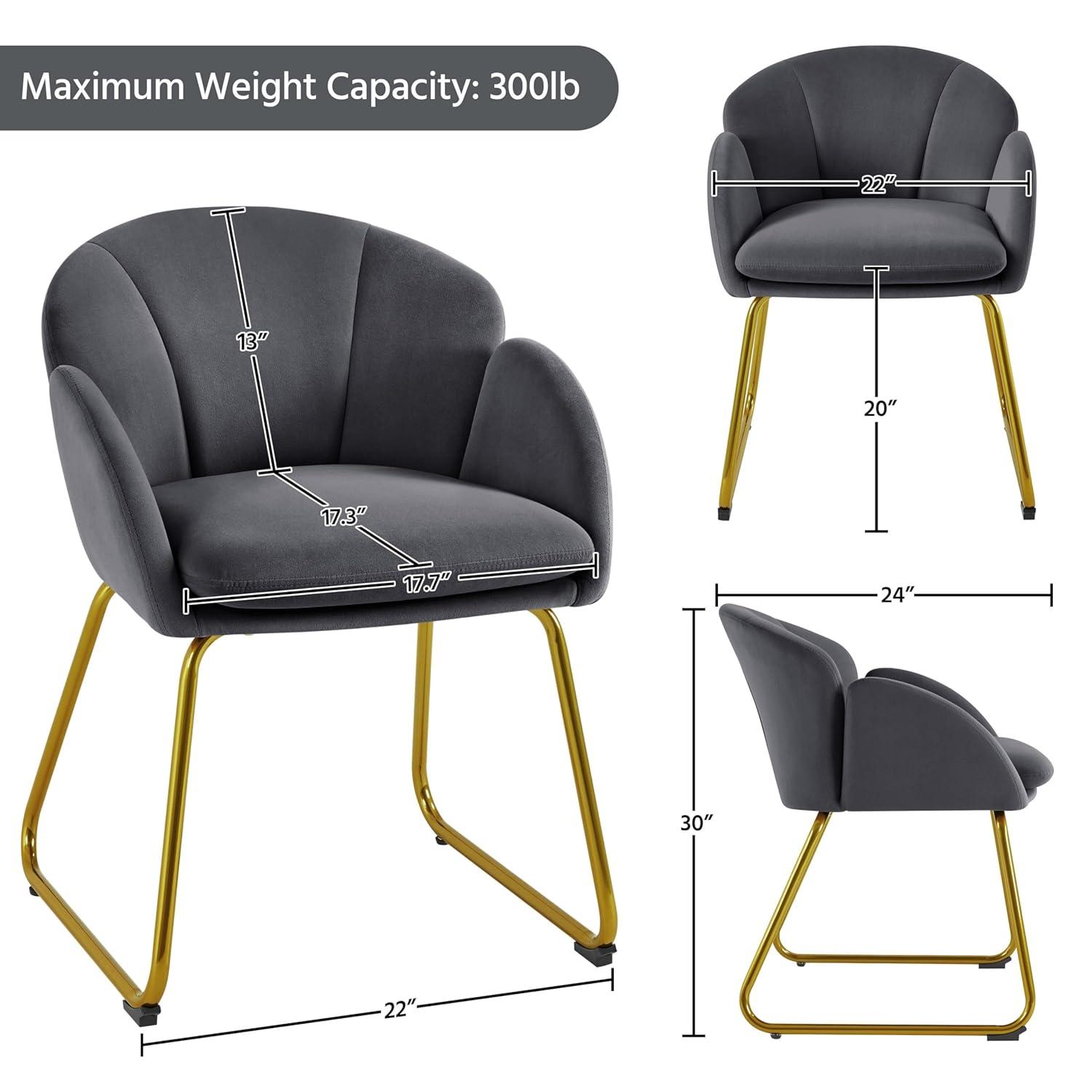 Dark Grey Velvet Accent Chair with Gold Metal Legs
