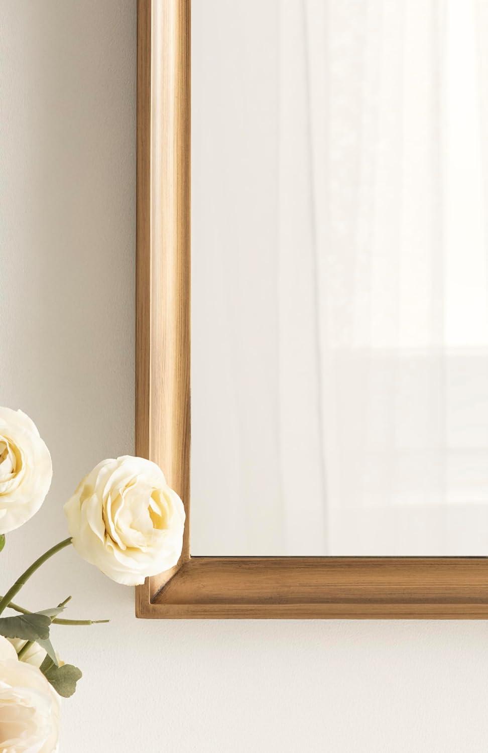 Kate and Laurel Hatherleigh Vintage Arched Wooden Wall Mirror, 24 x 36, Antique Gold, Decorative Arch Mirror for Use as Vanity Bathroom Mirror or Fireplace Mantel Mirror