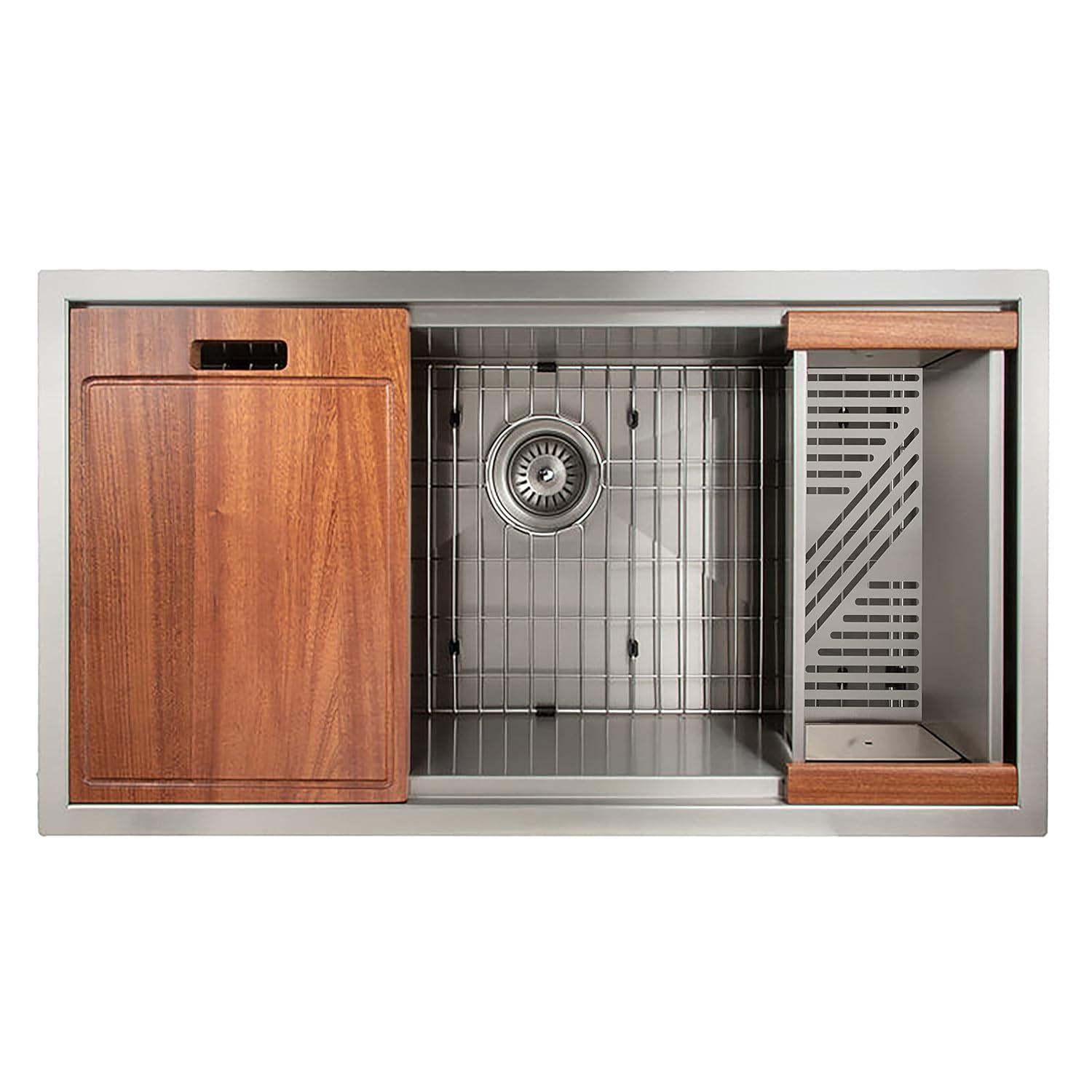 Garmisch Stainless Steel 33" L x 15" W Undermount Kitchen Sink with Basket Strainer