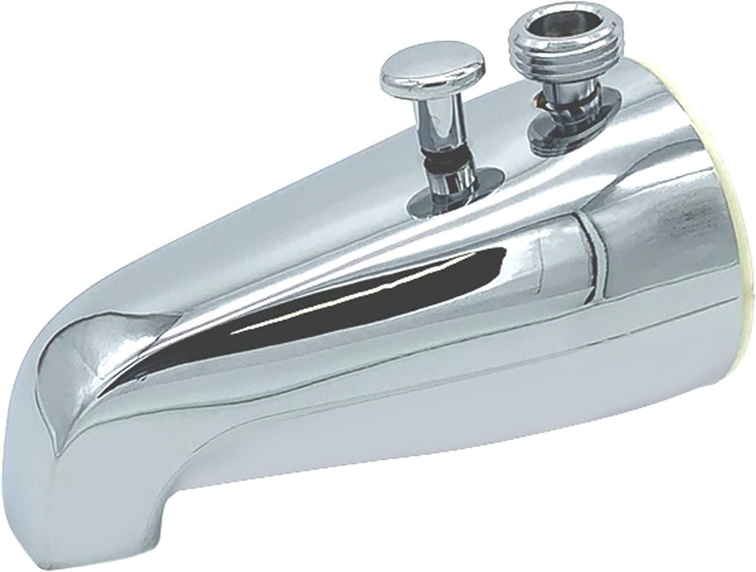 Tub Spout With Rear Diverter And Brass Top Shower Adapter, 3/4 Inch To 1/2 Inch IPS Face Bushing, 5-1/4 Inch Length, Chrome Finish