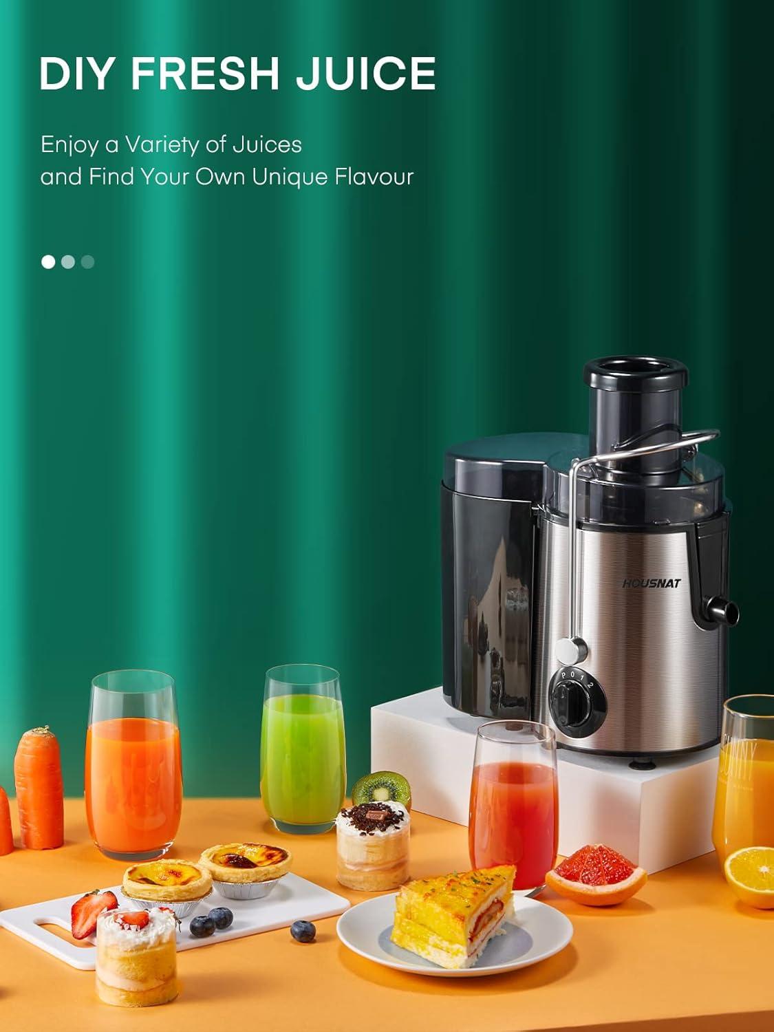 HOUSNAT Juicer Machines Vegetable and Fruit with 3-Speed Setting, Upgraded Version 400W Motor