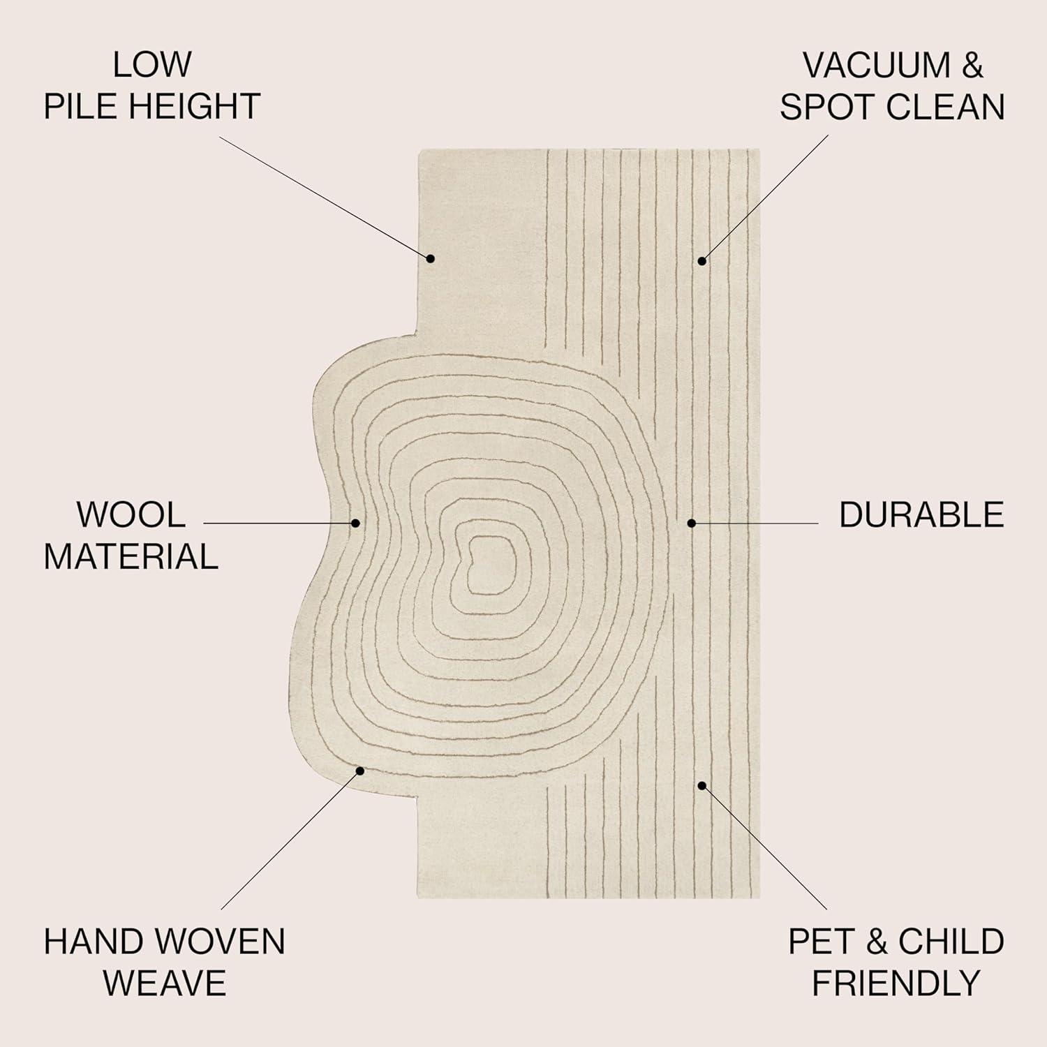 JONATHAN Y Retro Bohemian Abstract Striped Handwoven Wool Ivory/Beige 6 ft. x 9 ft. Area Rug