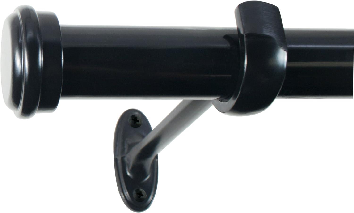 Espresso Adjustable Single Curtain Rod with Finial, 18-36 Inch