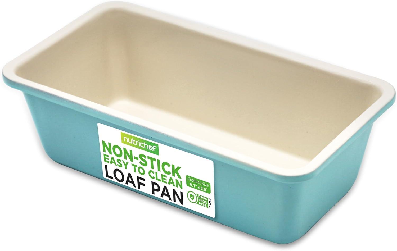 NutriChef Light Blue Non-Stick Carbon Steel Loaf Pan