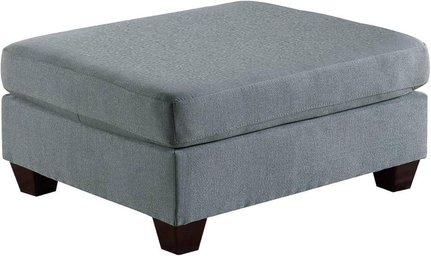 Homestock Natural Beauty Square Ottoman with Gray Linen Upholstery, Plush Foam Seat, Block Legs, 32"L x 26"W x 19"H, Modern Design for Living Room or Bedroom