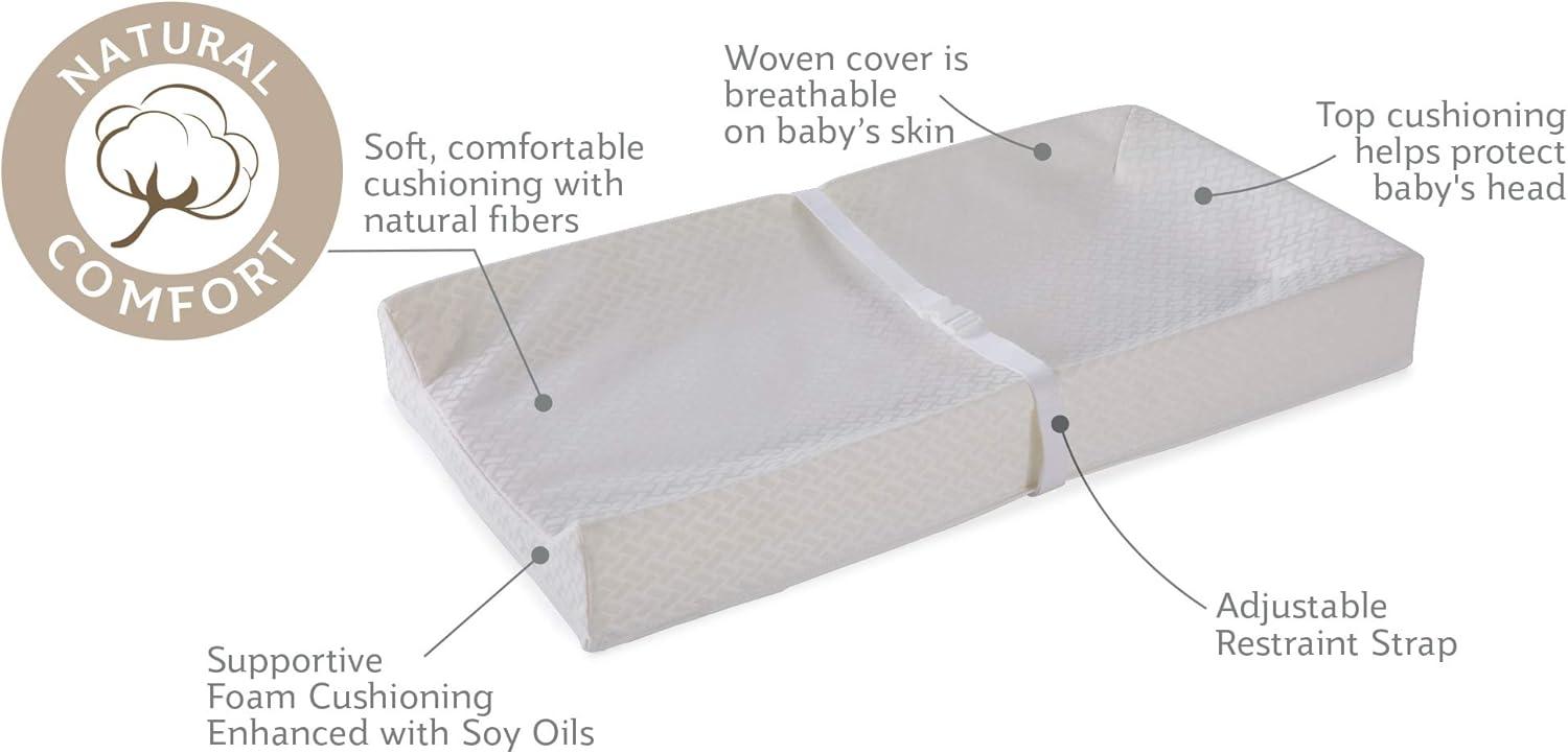 Sealy Baby Sealy Baby Cotton Comfort Waterproof 3-Sided Contoured Baby Diaper Changing Pad for Dresser or Changing Table, Baby Changing Pad - White, 32” x 16”