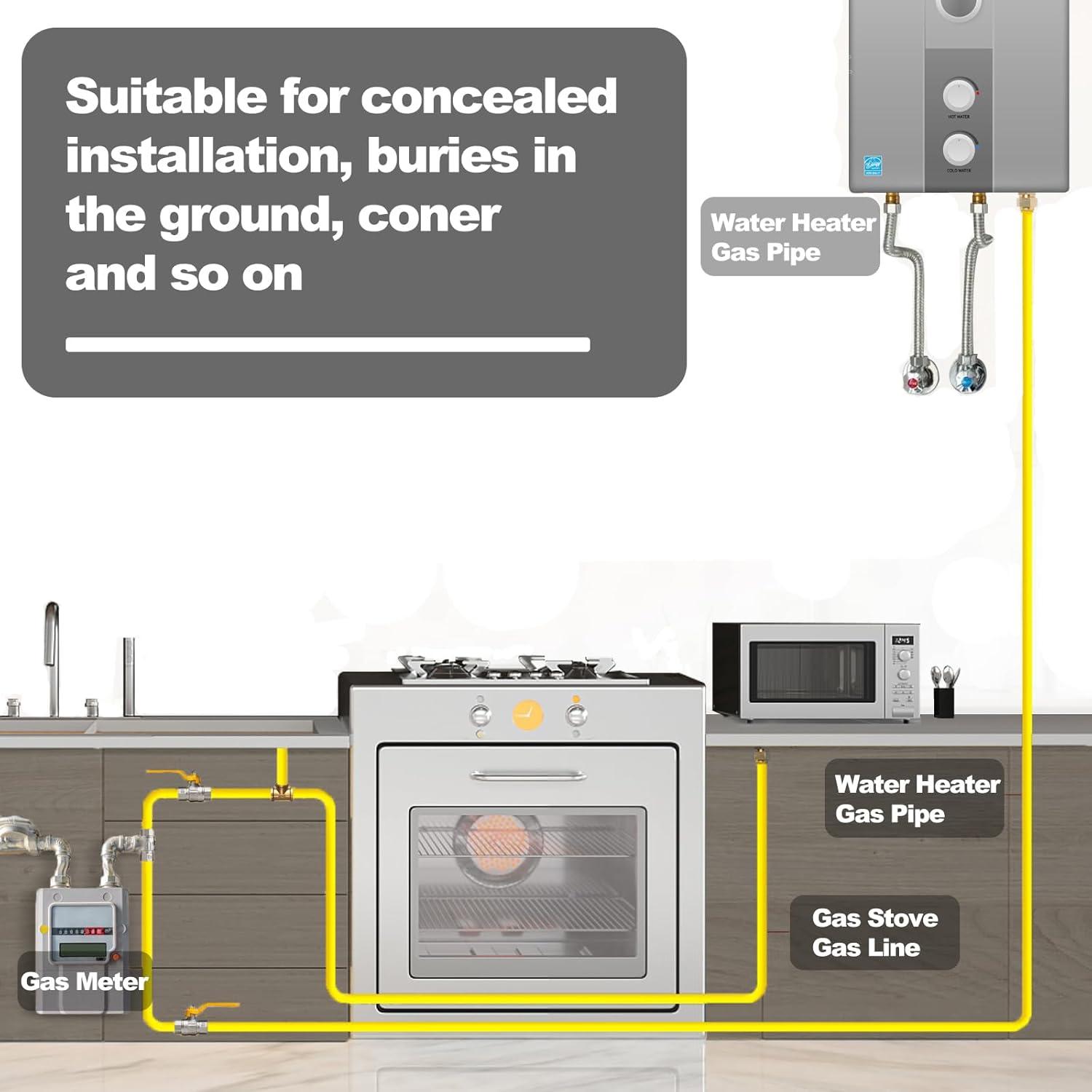 CSST 3/4" Gas Line 70ft Corrugated Stainless Steel Tubing Flexible Gas Line 3/4 Inch Natural Gas Hose Pipe Kit With 2 Male Adapter Fittings