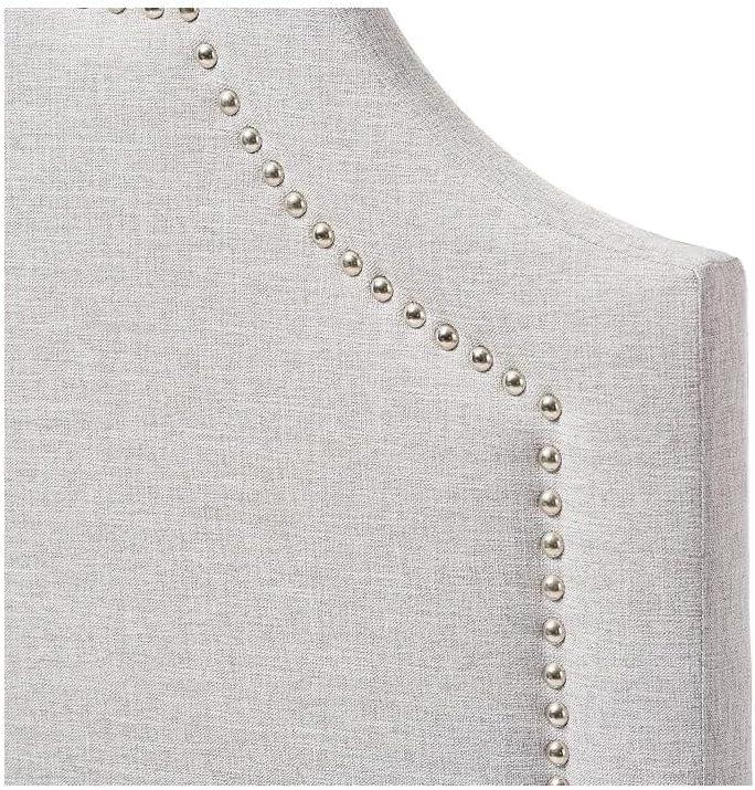 Twin Rita Modern And Contemporary Fabric Upholstered Headboard Grayish Beige - Baxton Studio: Silver Nailhead Trim, Rubberwood Frame