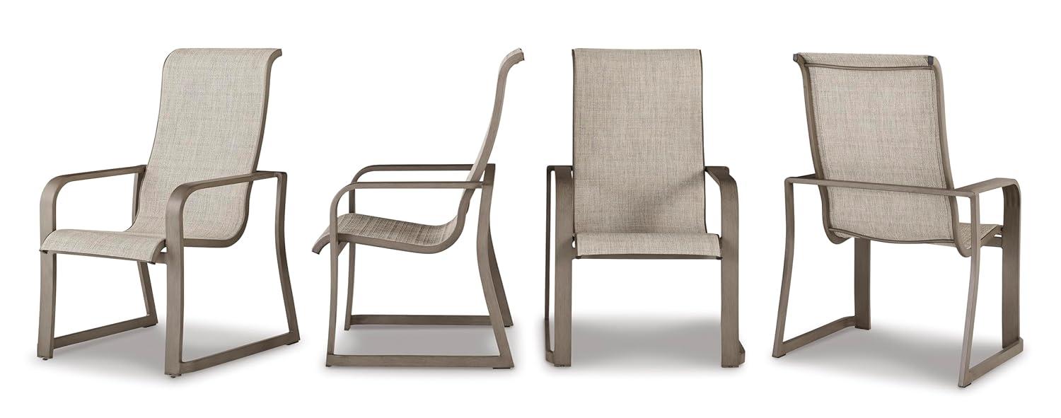 Signature Design by Ashley Beach Front Beige Sling Arm Chair - Set of 4