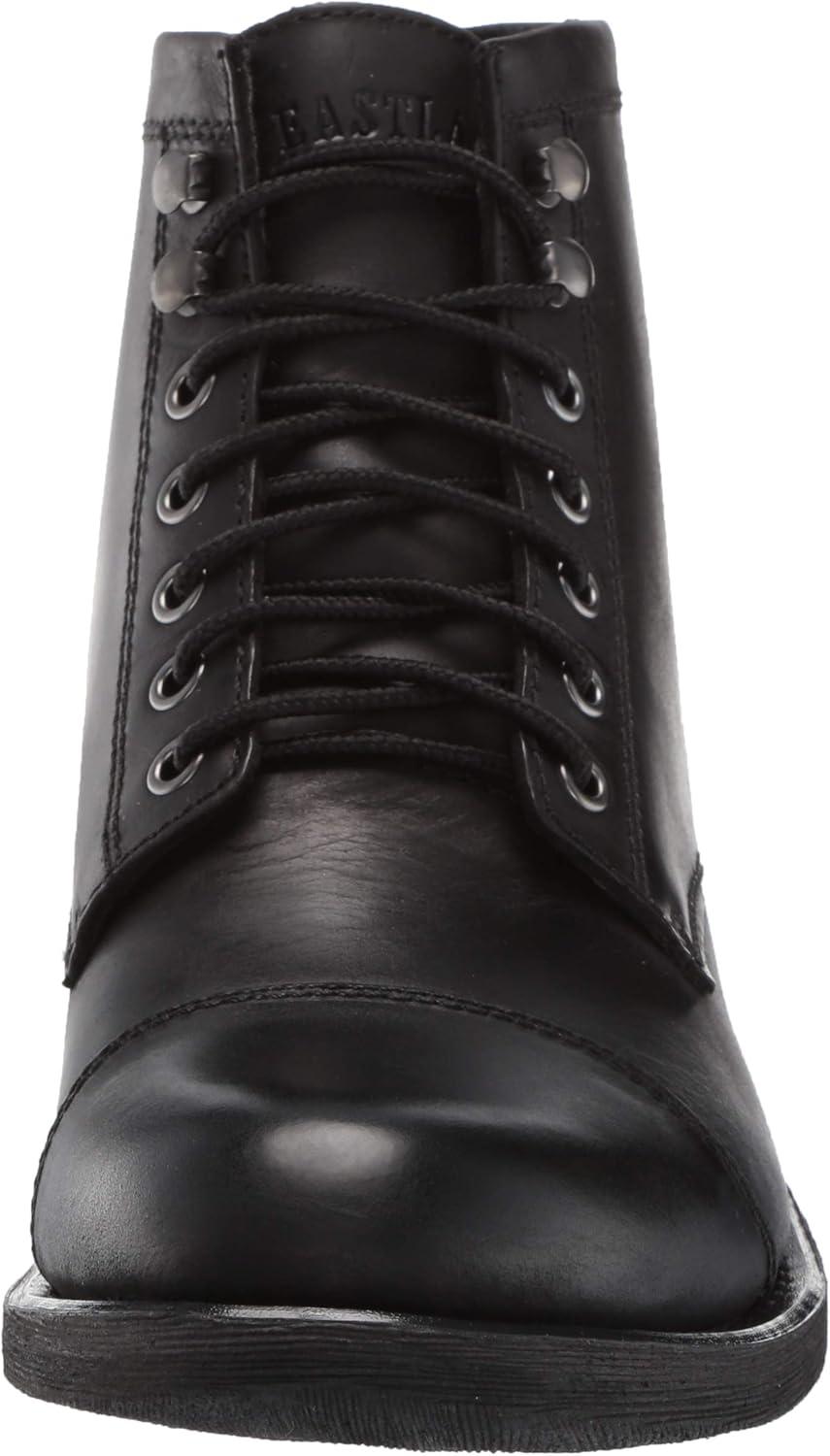 Black Genuine Leather Lace-up Ankle Boots with Memory Foam