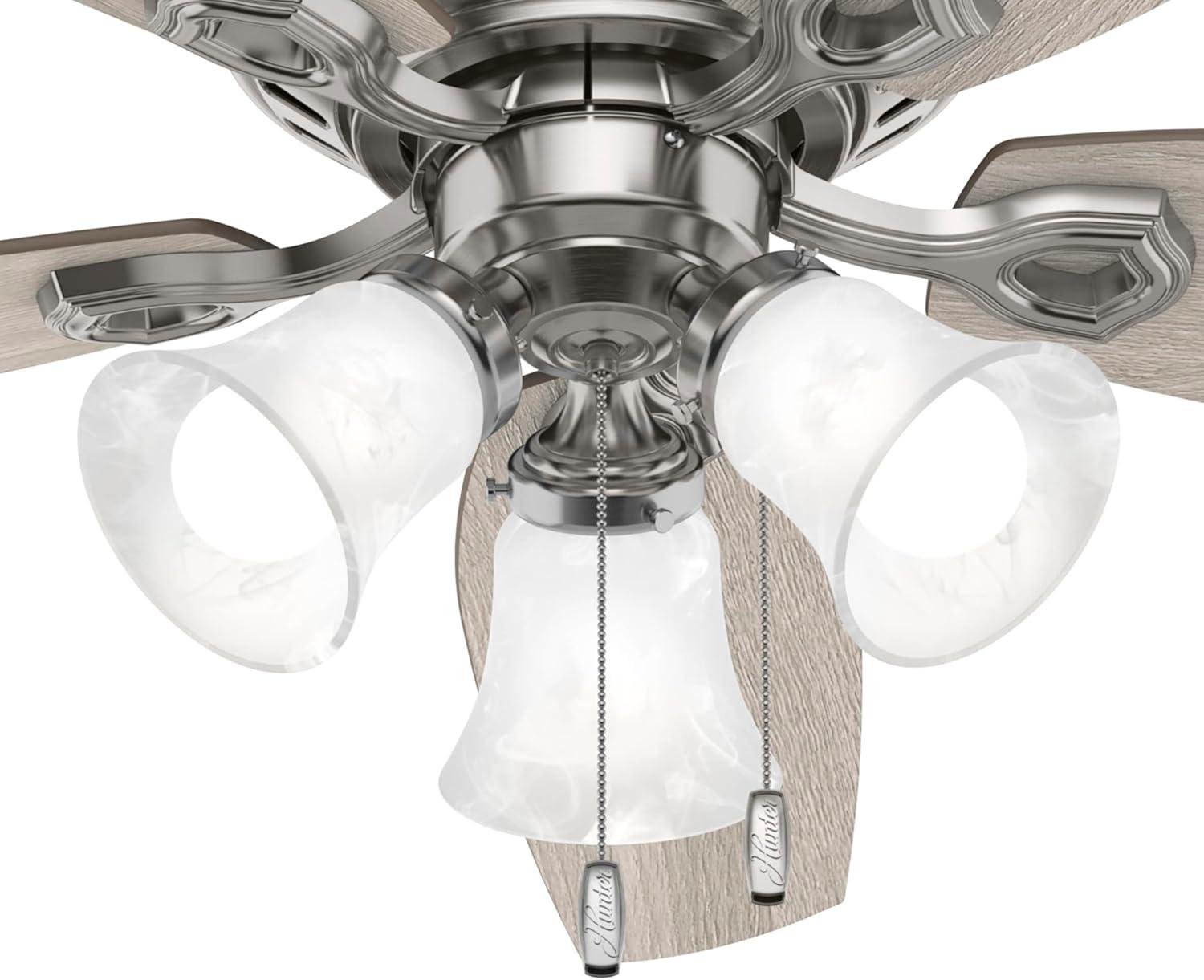 Builder Low Profile 52" 5 - Blade Flush Mount Ceiling Fan with Lights and Pull Chains