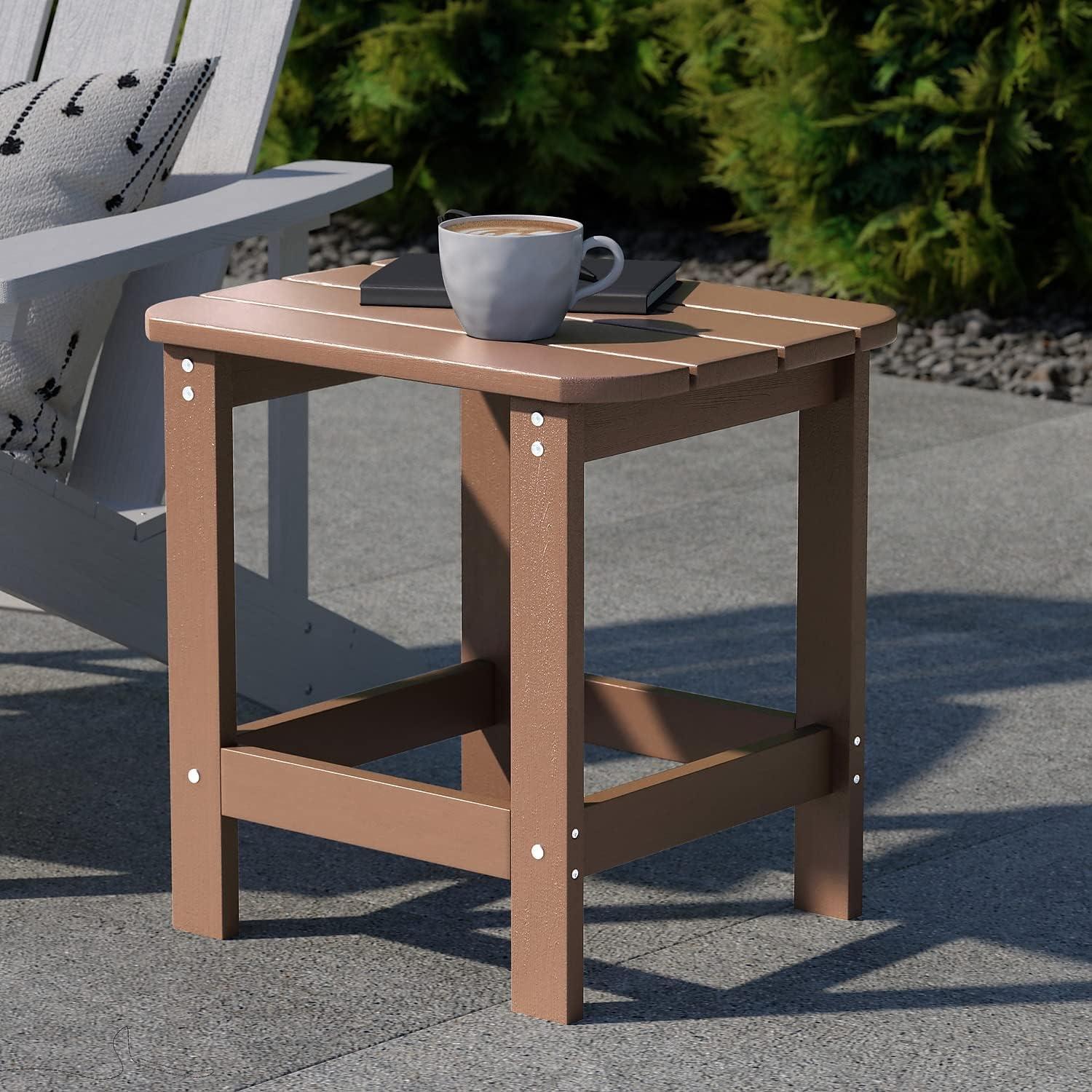 Charlestown Natural Cedar Poly Resin Adirondack Side Table