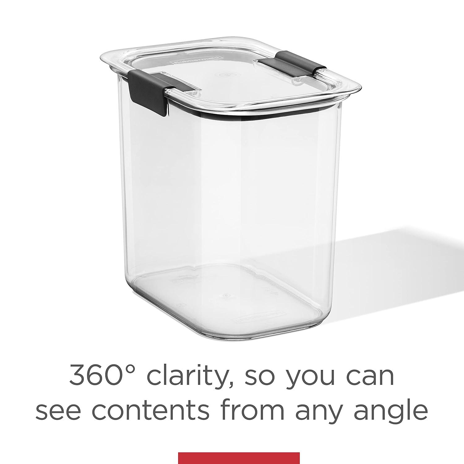 Rubbermaid Brilliance 16 cup Pantry Airtight Food Storage Container: BPA-Free, Clear Plastic, Freezer & Dishwasher-Safe