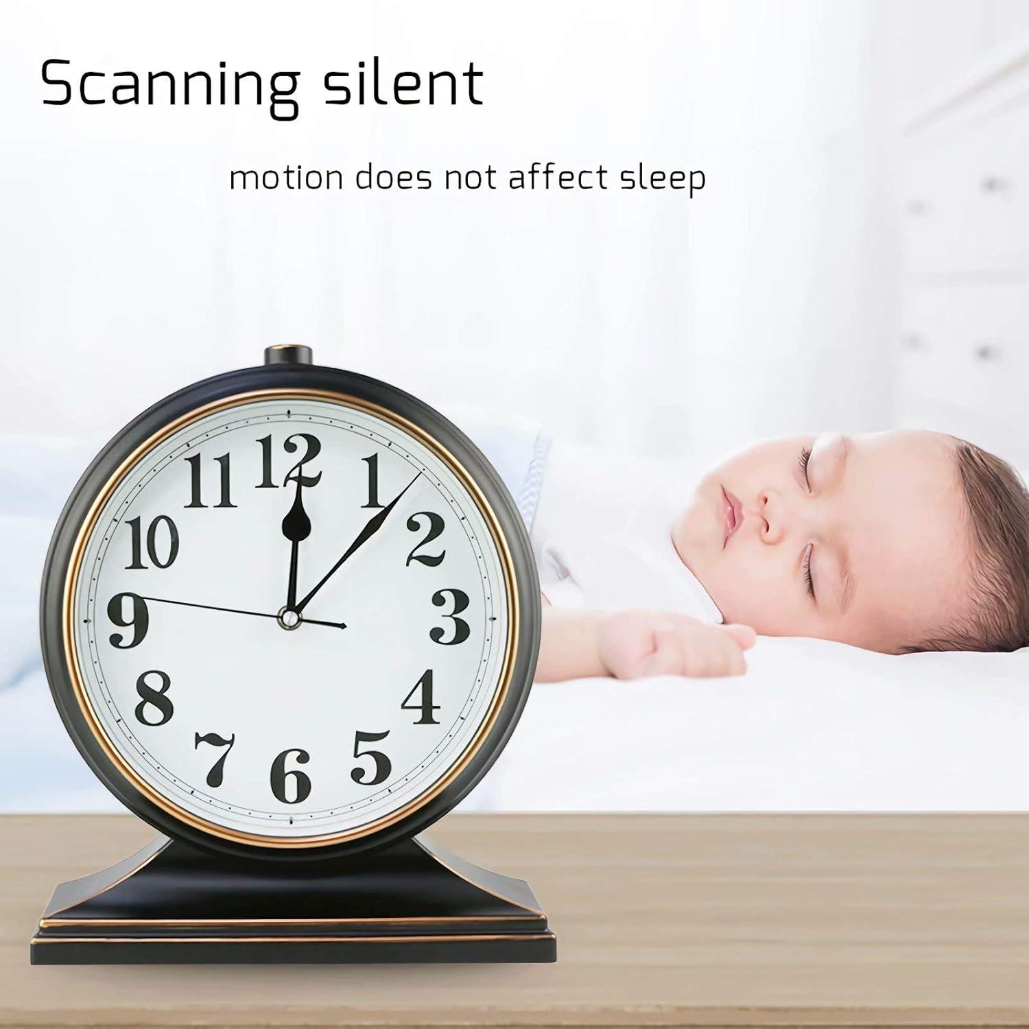 Table Clock-Modern Table Clock Silent-Non-Ticking 10-inch dial, Clear and Easy to Read, Used for Living Room, Bedroom Decoration