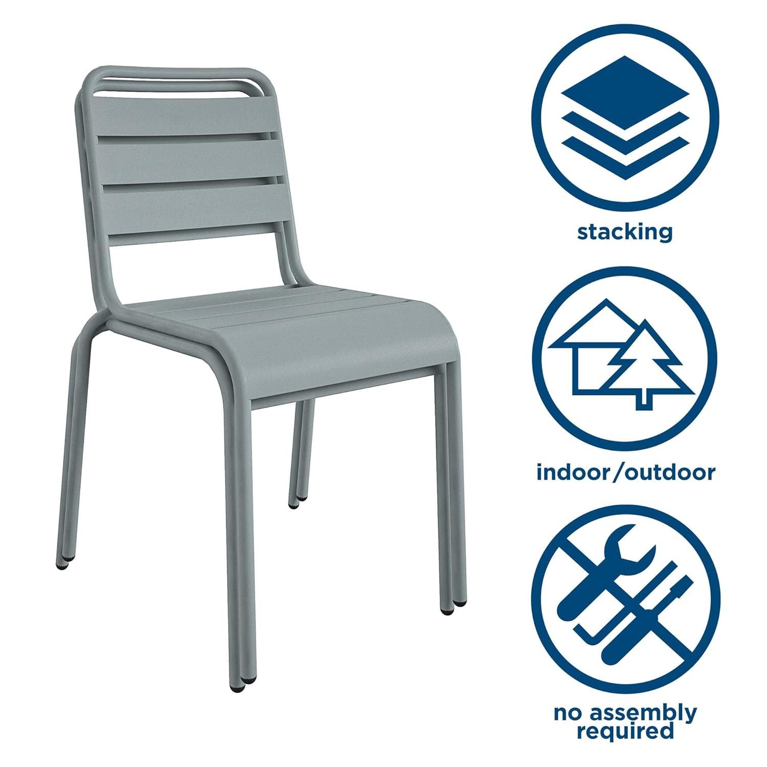 June Powder Coated Steel Outdoor Stacking Dining Side Chair