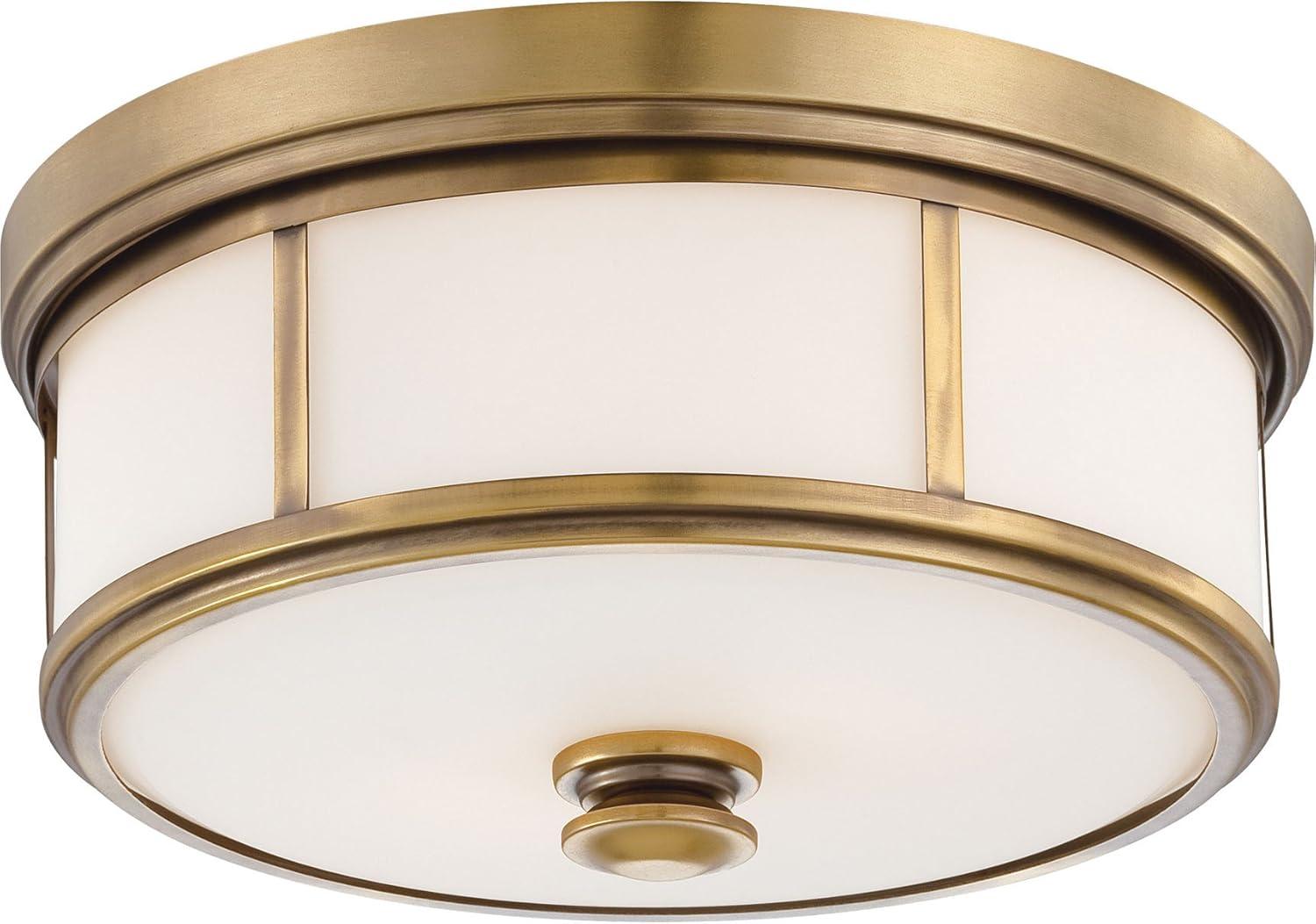 Minka Lavery Modern Ceiling Light Flush Mount Fixture 13 1/2" Liberty Gold Etched Opal Glass Shade for Bedroom Kitchen Living Room