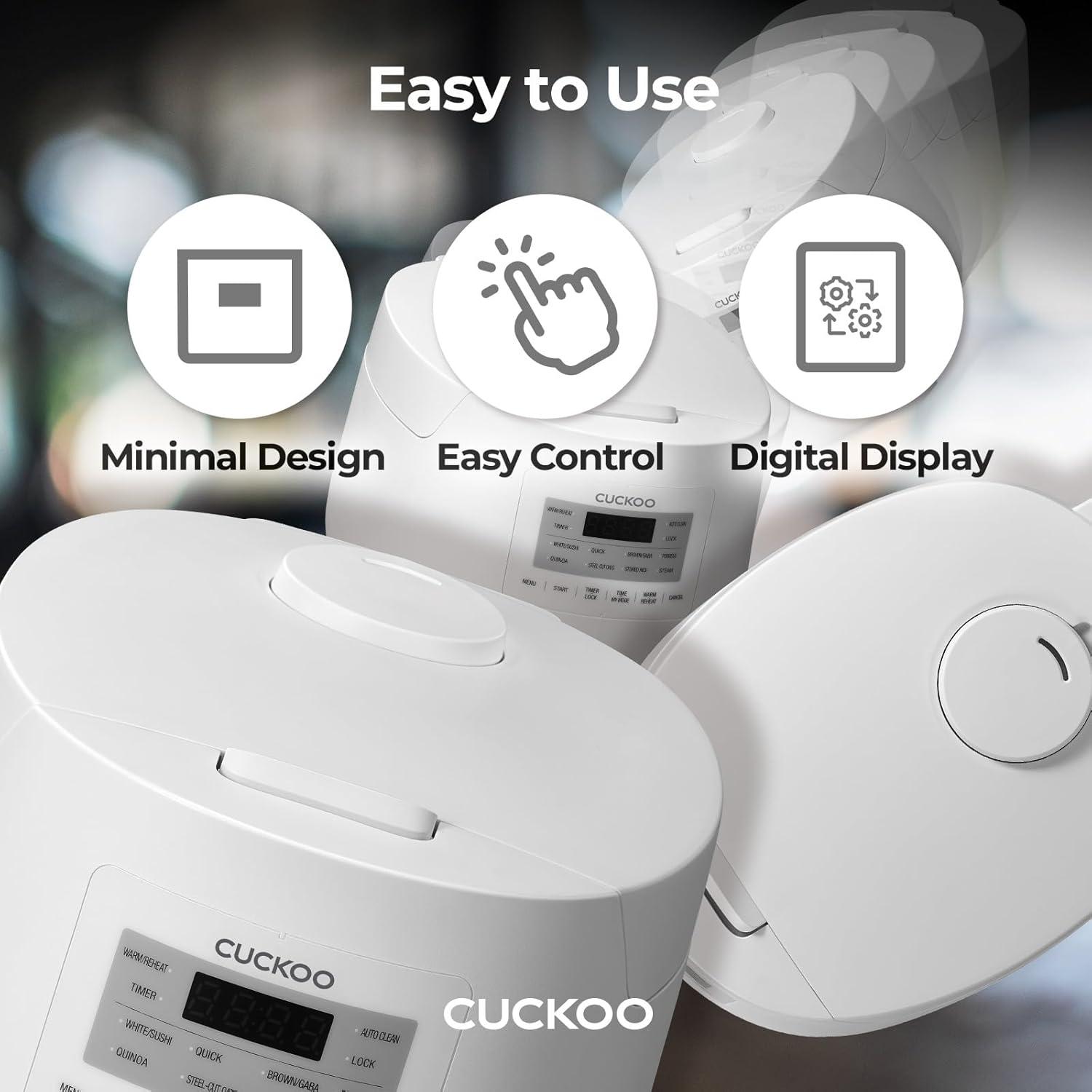 CUCKOO 6-Cup Uncooked / 12-Cup Cooked Micom Rice Cooker & Warmer w Non Stick Inner Pot, 11 Menu Modes inclu My Mode and Auto Clean CR-0641F