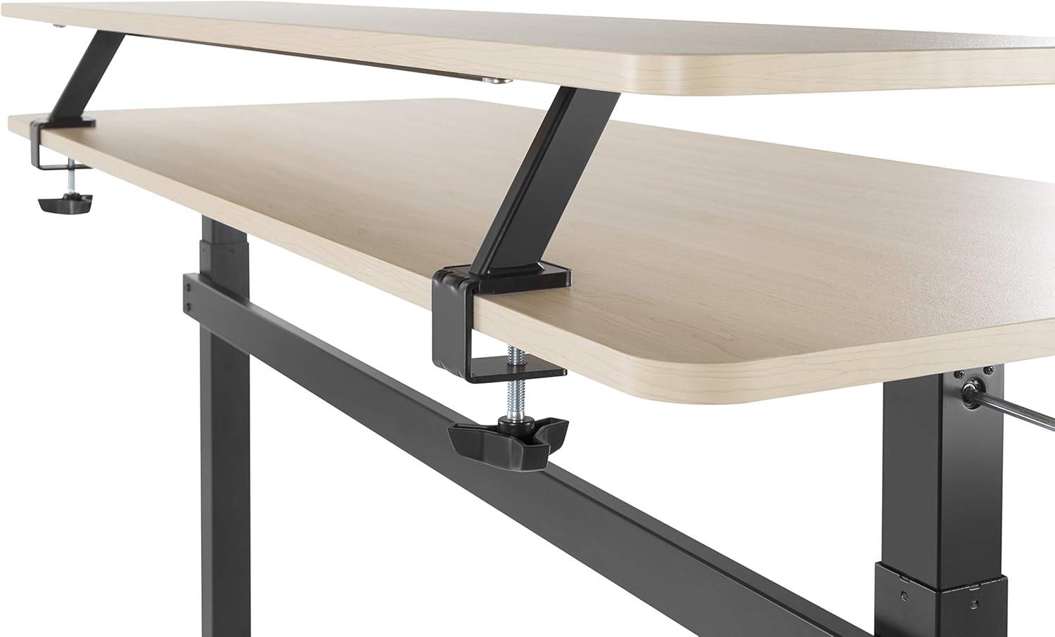 Stand Steady 55 Inch Clamp On Desk Shelf | Large Monitor Riser Supports 3 Screens for Extra Storage | Ergonomic Monitor Stand Securely Attaches to Surface with Clamp Base - No Screws (55 in/Maple)