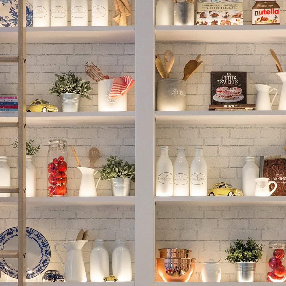 Tempaper Textured Faux Brick White Peel and Stick Wallpaper, 20.5" x 16.5'