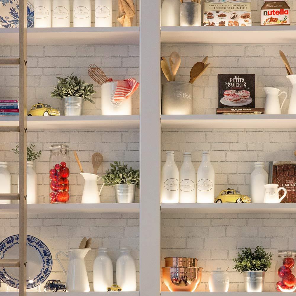 Tempaper Textured Faux Brick White Peel and Stick Wallpaper, 20.5" x 16.5'