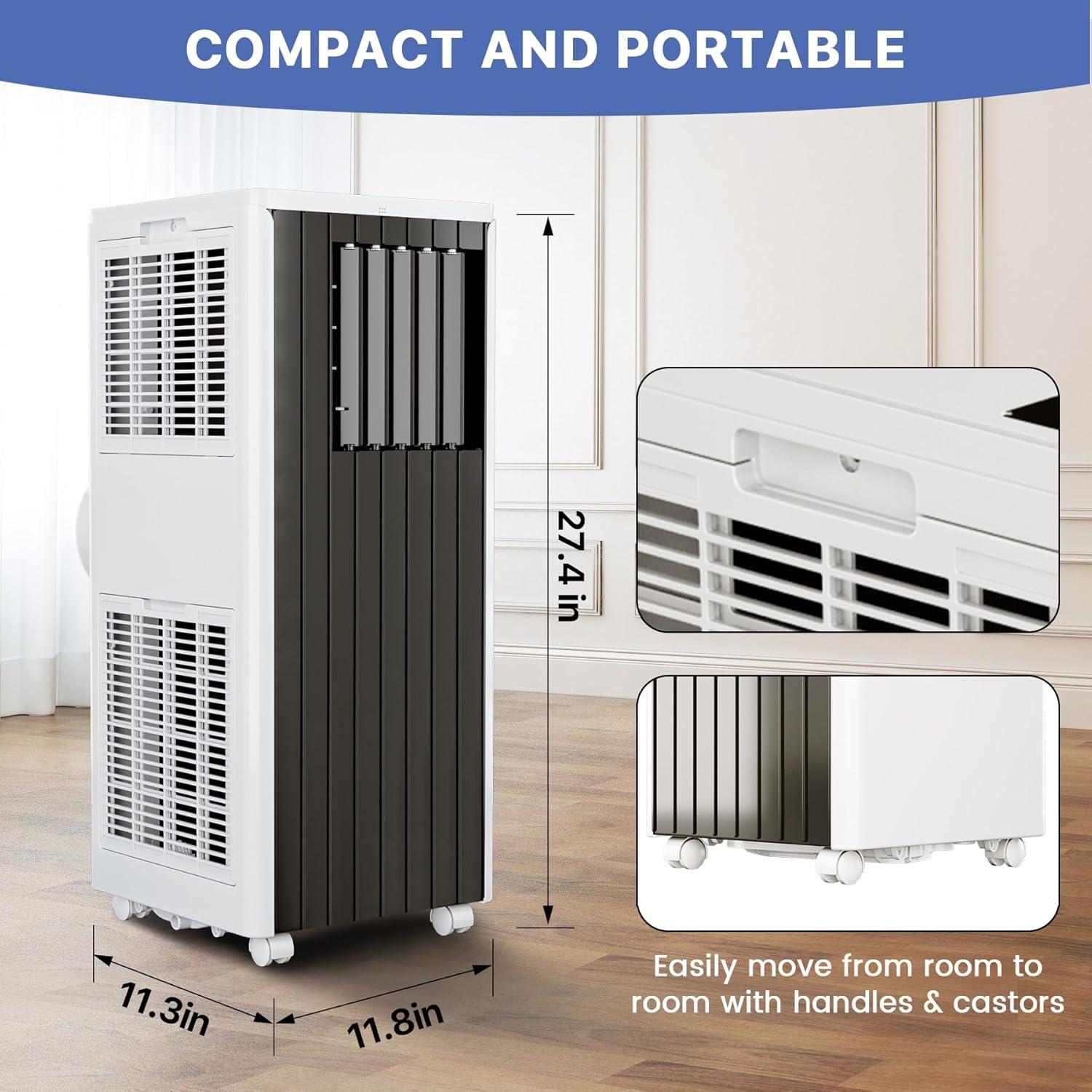 8000 BTU White and Black Portable Air Conditioner with Remote